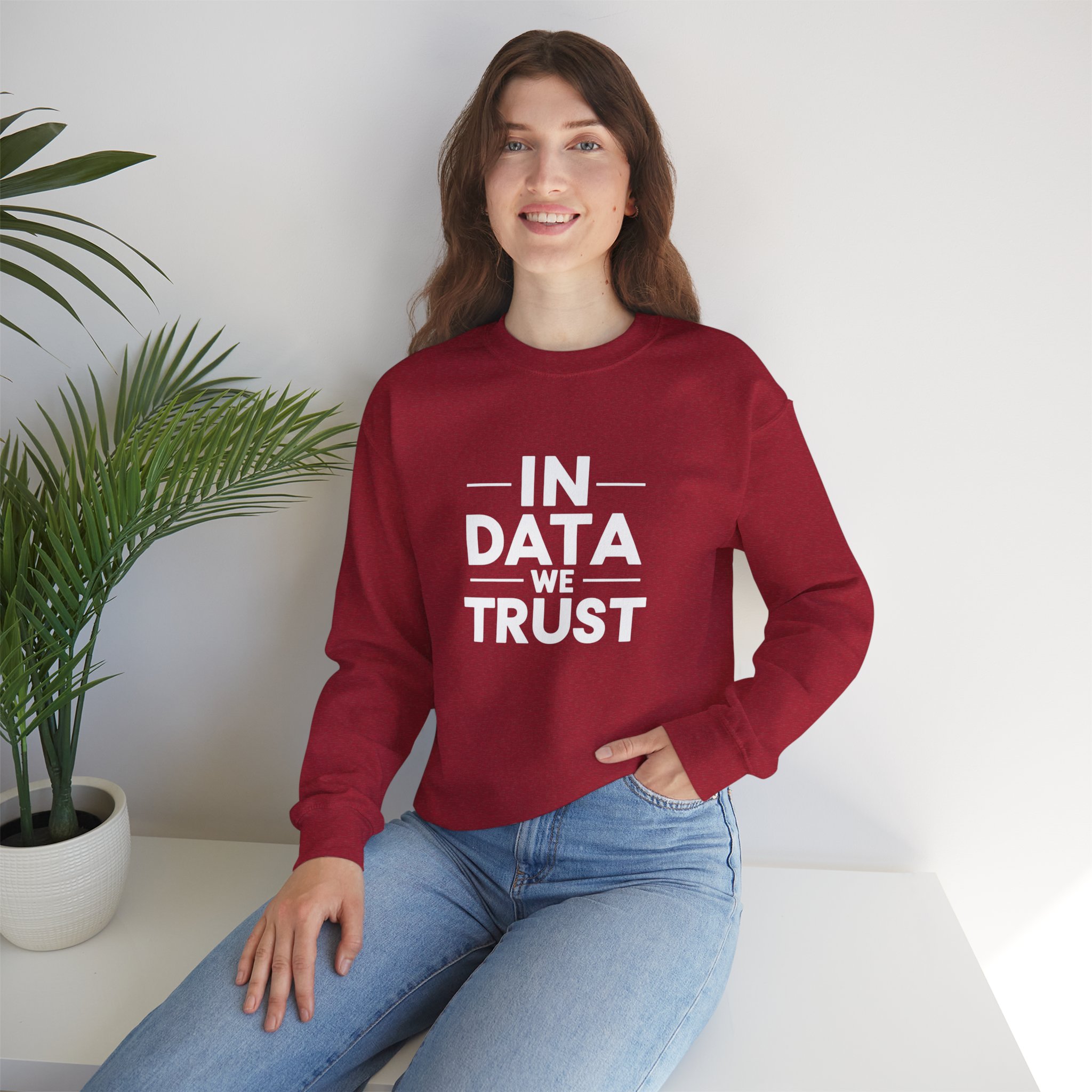 In Data We Trust – Funny Data Science Analyst Crewneck Sweatshirt - Image 80