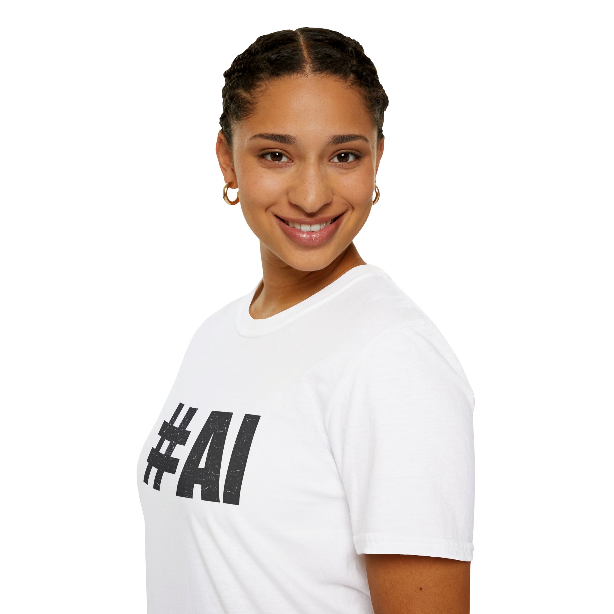 #AI Distressed Dark Minimalist Artificial Intelligence Graphic T-Shirt - Image 15