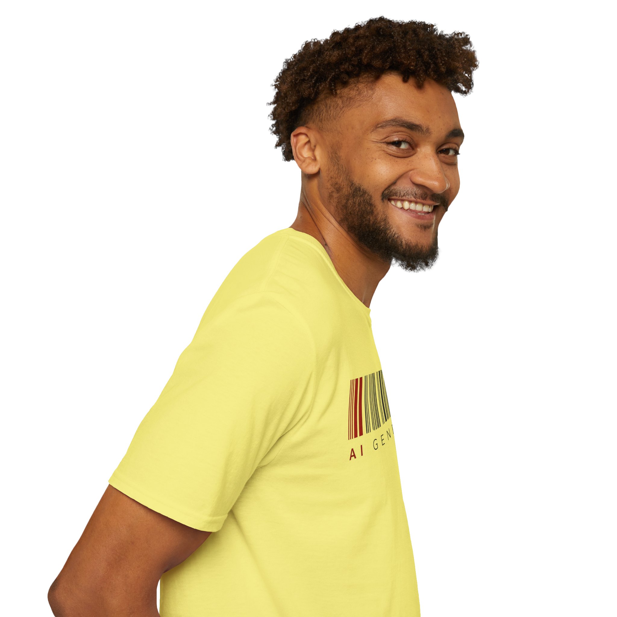 AI Generated Barcode Dark Minimalist Generative Art Graphic T-Shirt - Image 75
