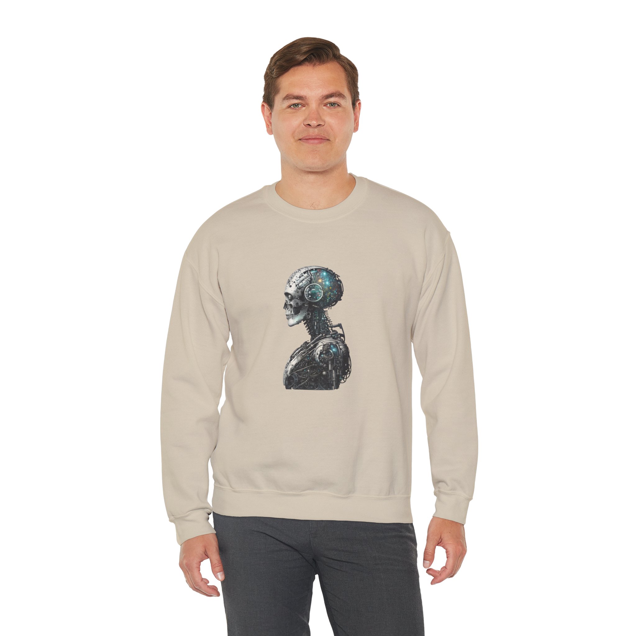 Cosmic Cyber Skull – Dark Cyberpunk Biomechanical Crewneck Sweatshirt - Image 33
