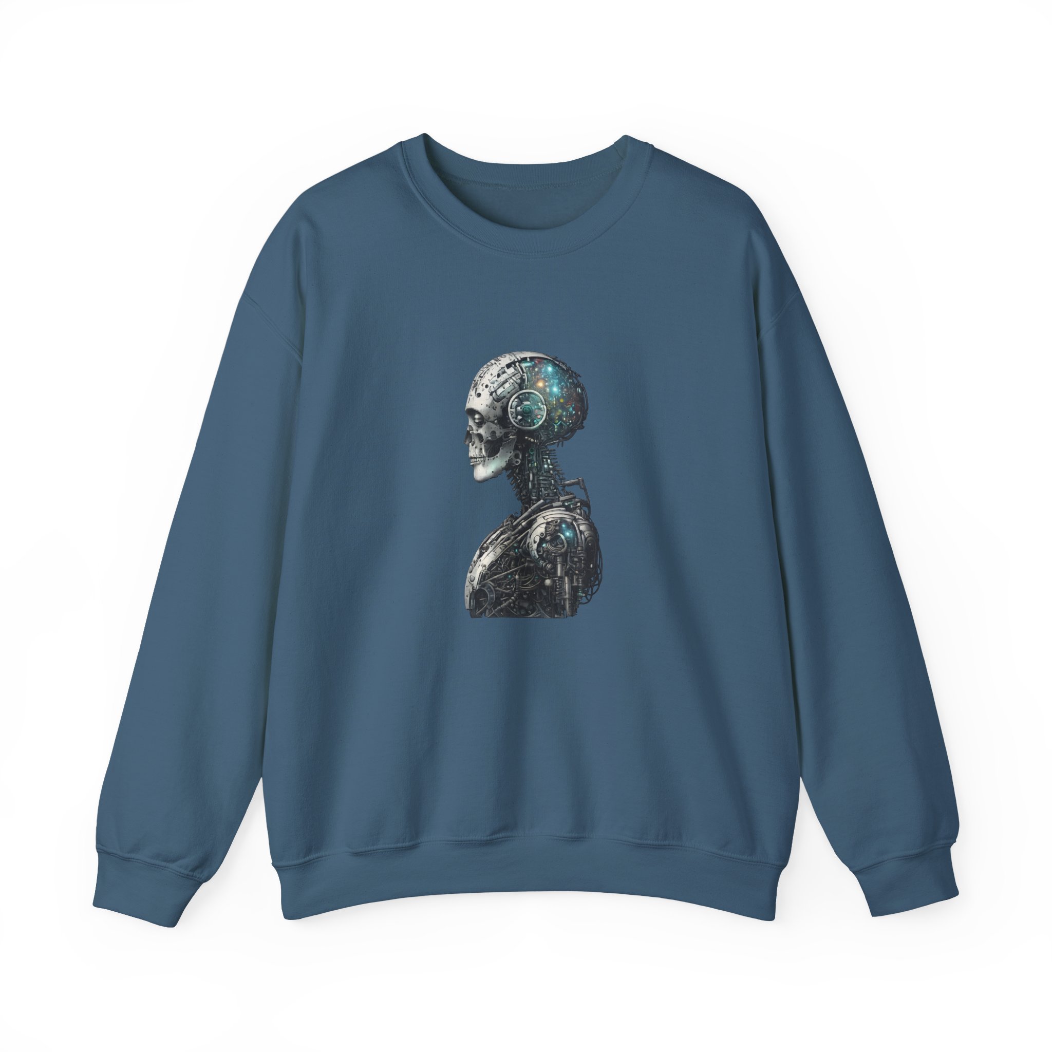 Cosmic Cyber Skull – Dark Cyberpunk Biomechanical Crewneck Sweatshirt - Image 91