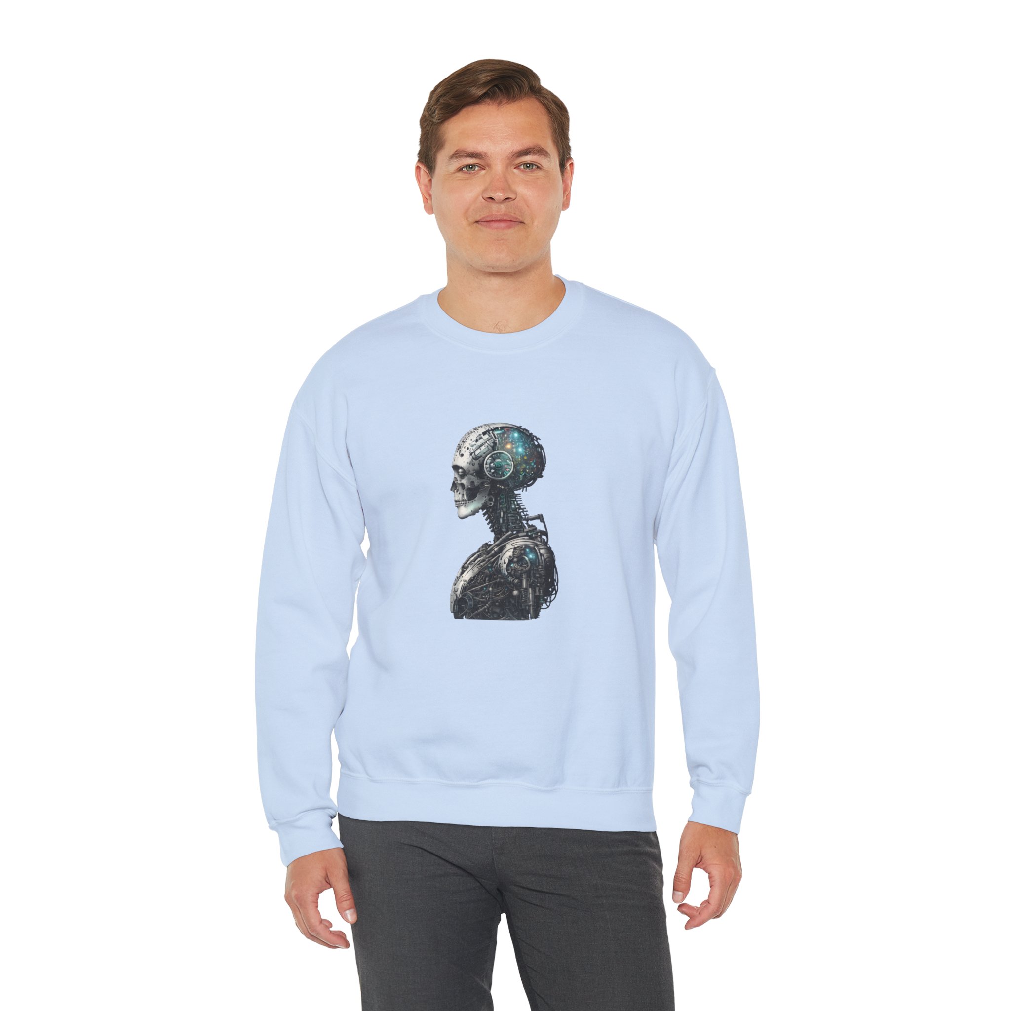 Cosmic Cyber Skull – Dark Cyberpunk Biomechanical Crewneck Sweatshirt - Image 69