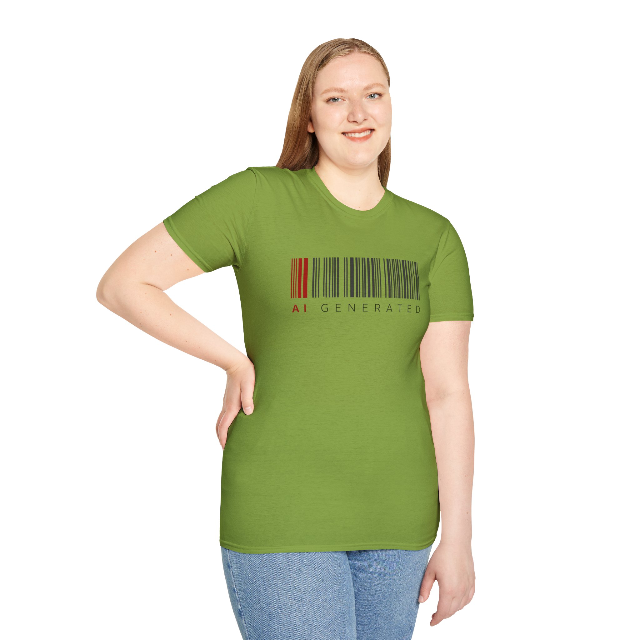 AI Generated Barcode Dark Minimalist Generative Art Graphic T-Shirt - Image 49