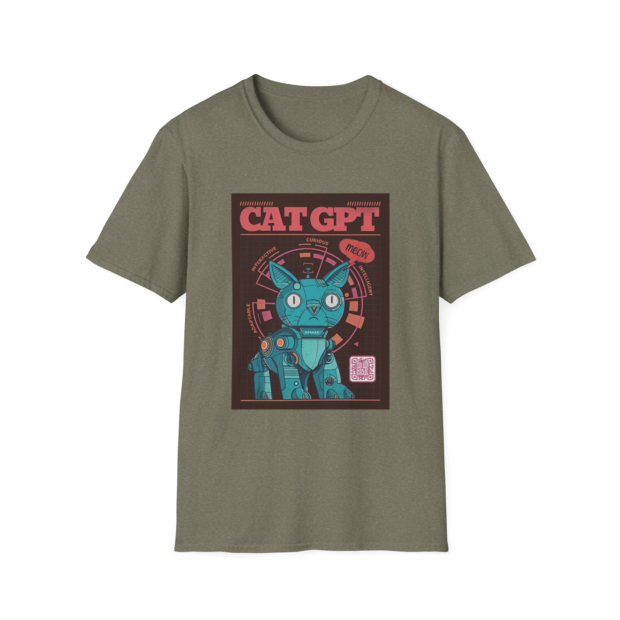 Robot Cat AI Tee | Funny Cyberpunk Cat Shirt for Tech Lovers - Image 2