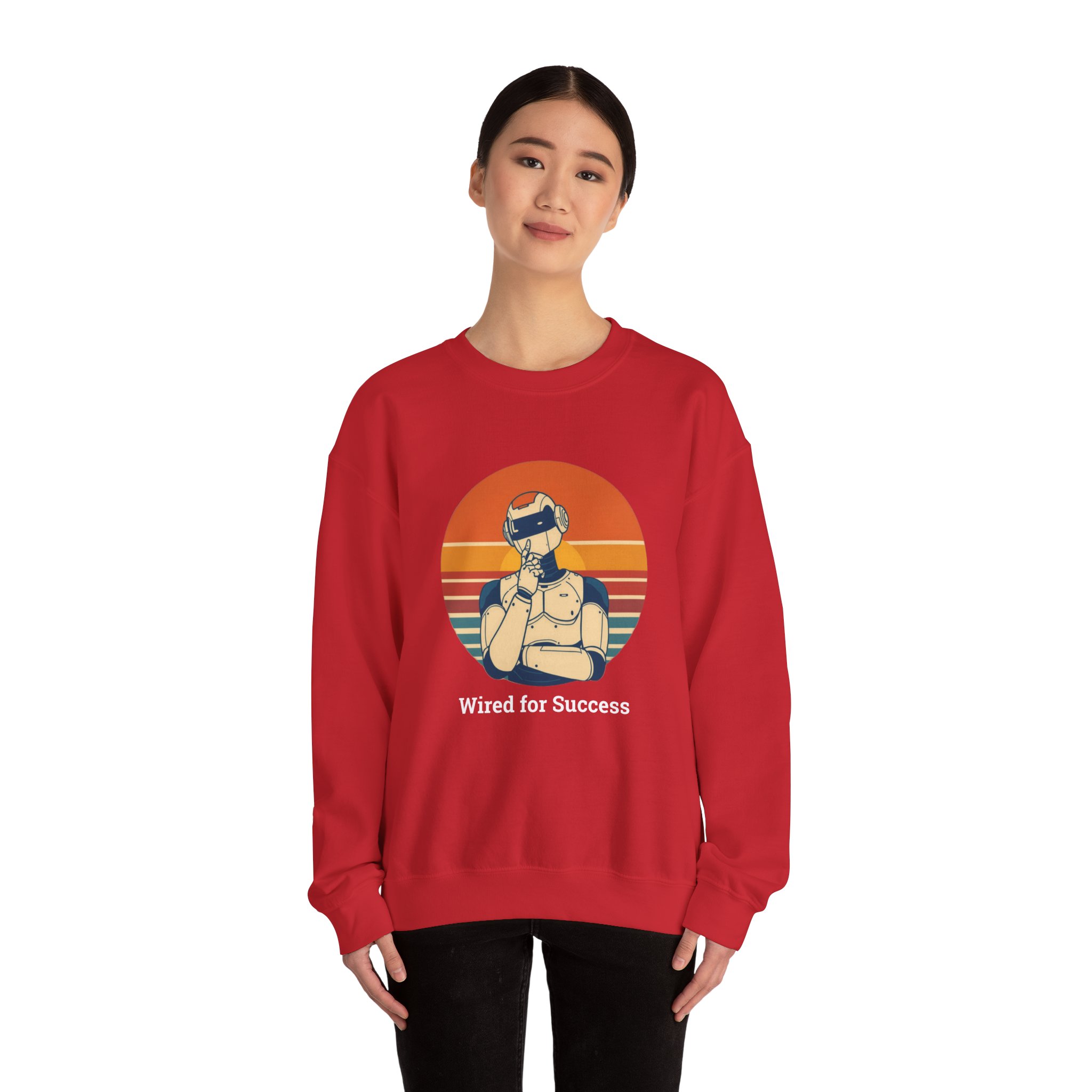 Wired for Success Retro Robot Thinker AI Tech Sweatshirt Gift - Image 75