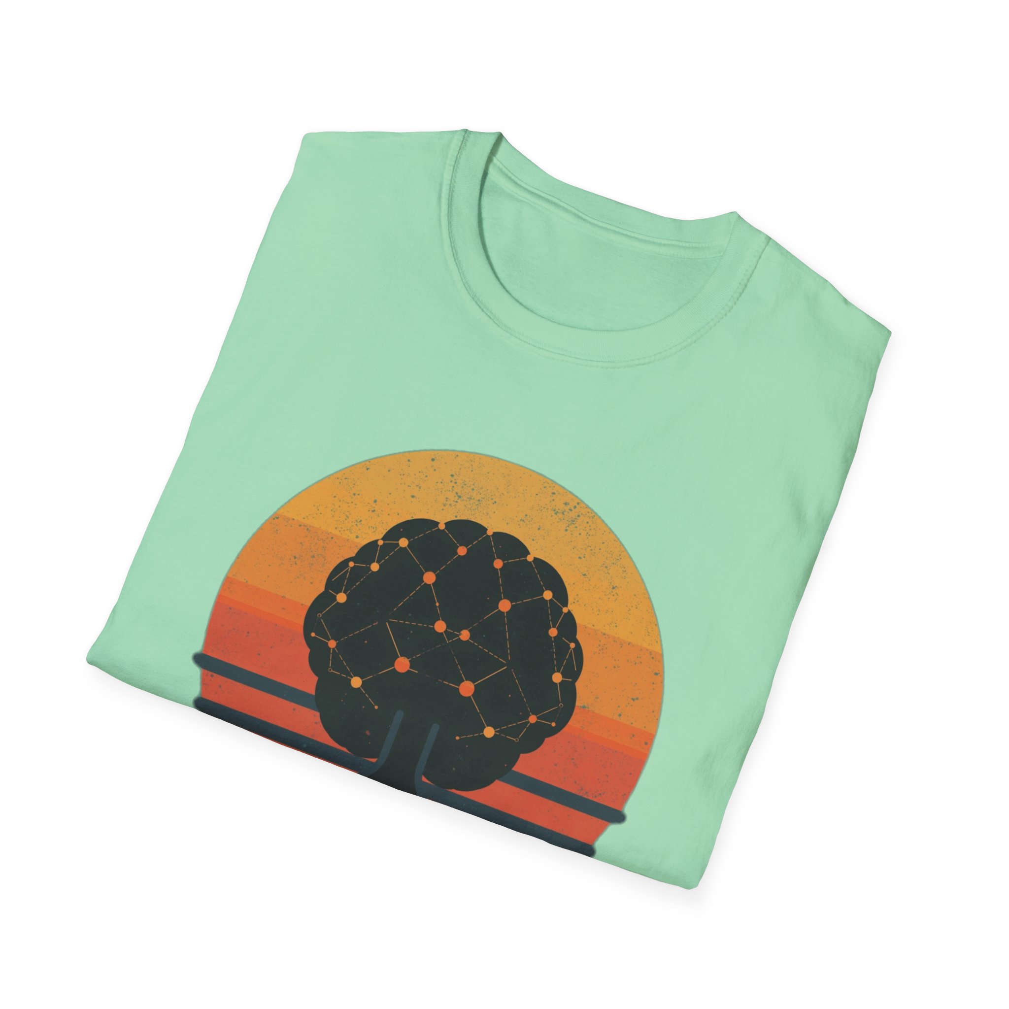 Powered by Neural Nets Retro Sunset Neural Network Tree AI T-Shirt - Image 76