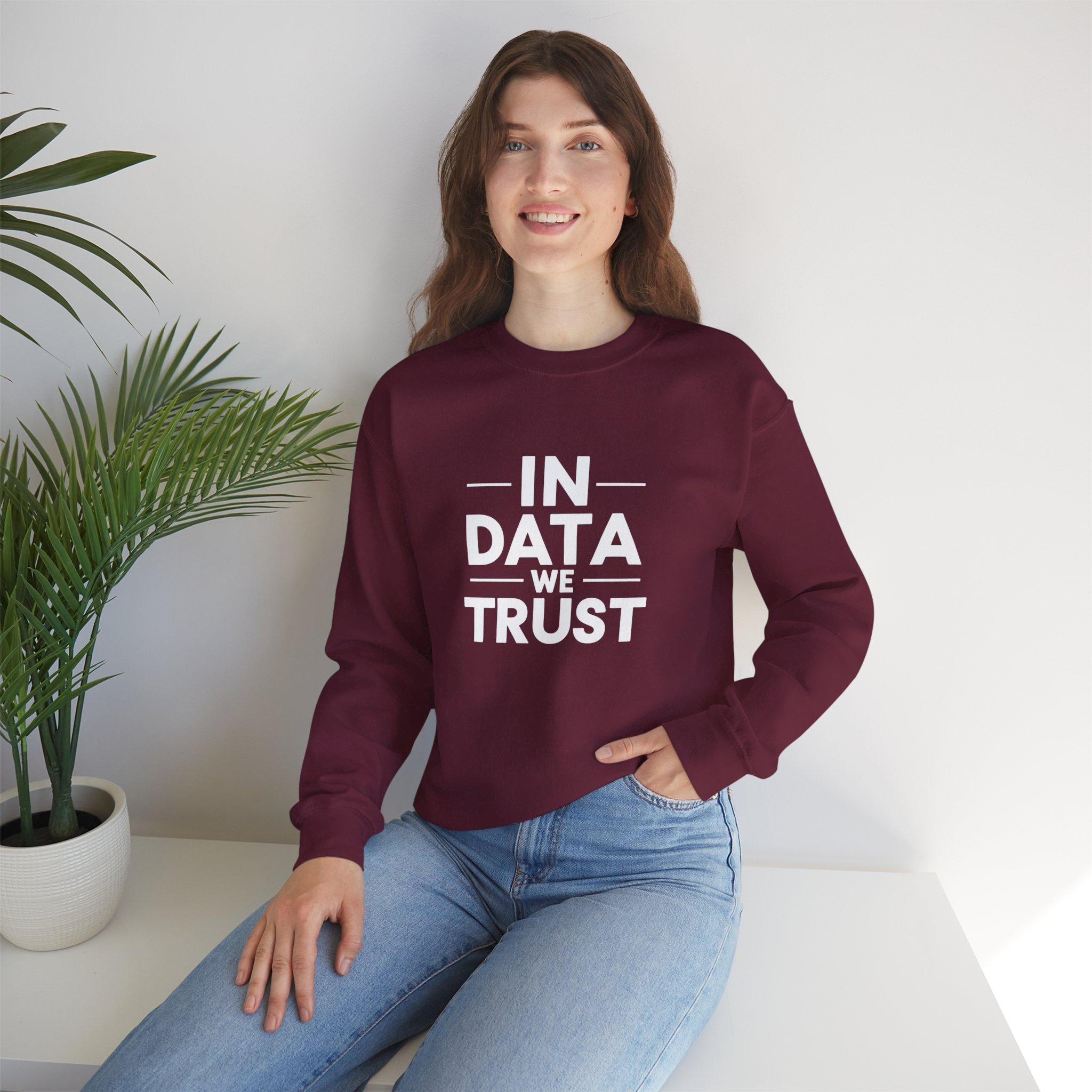 In Data We Trust – Funny Data Science Analyst Crewneck Sweatshirt - Image 53
