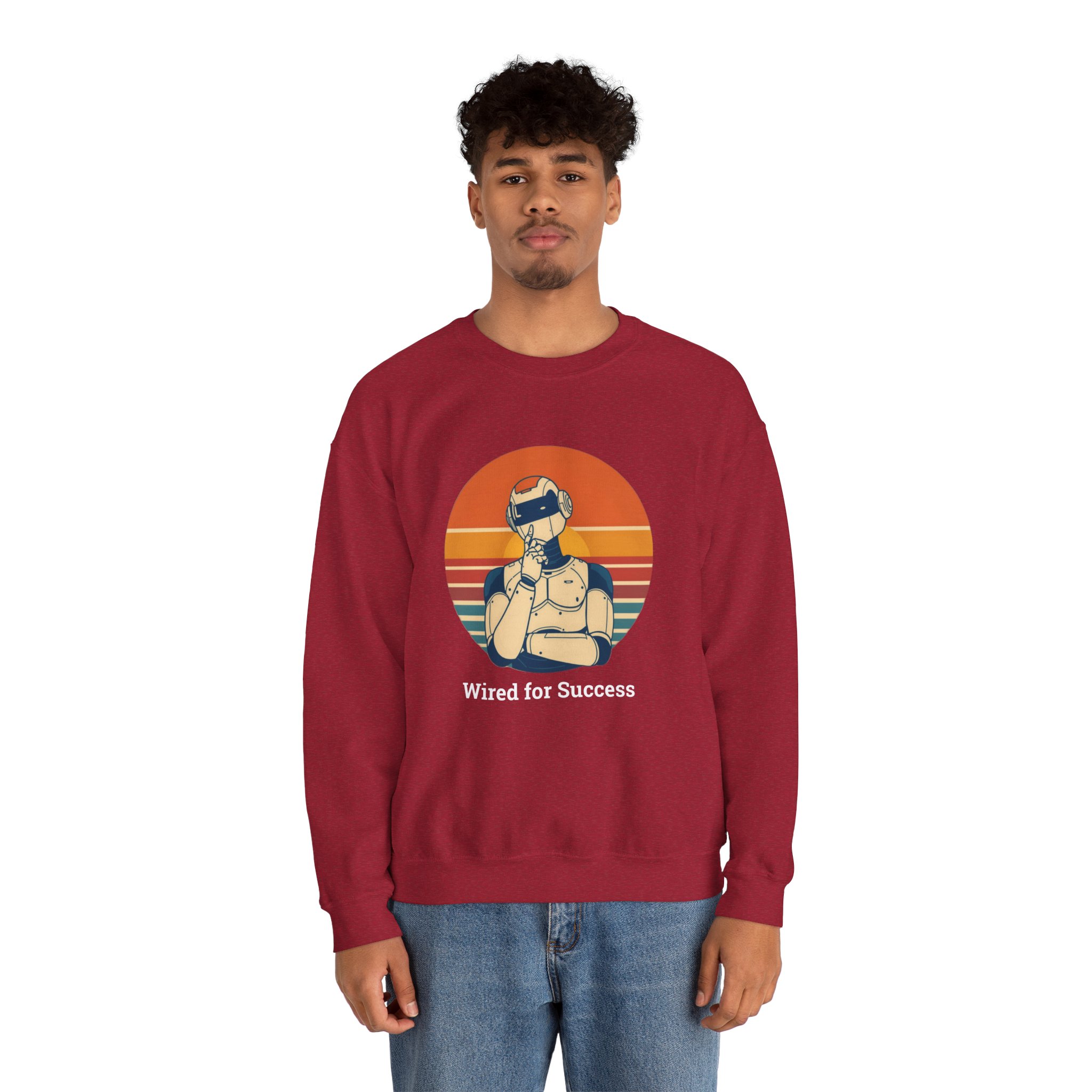 Wired for Success Retro Robot Thinker AI Tech Sweatshirt Gift - Image 84