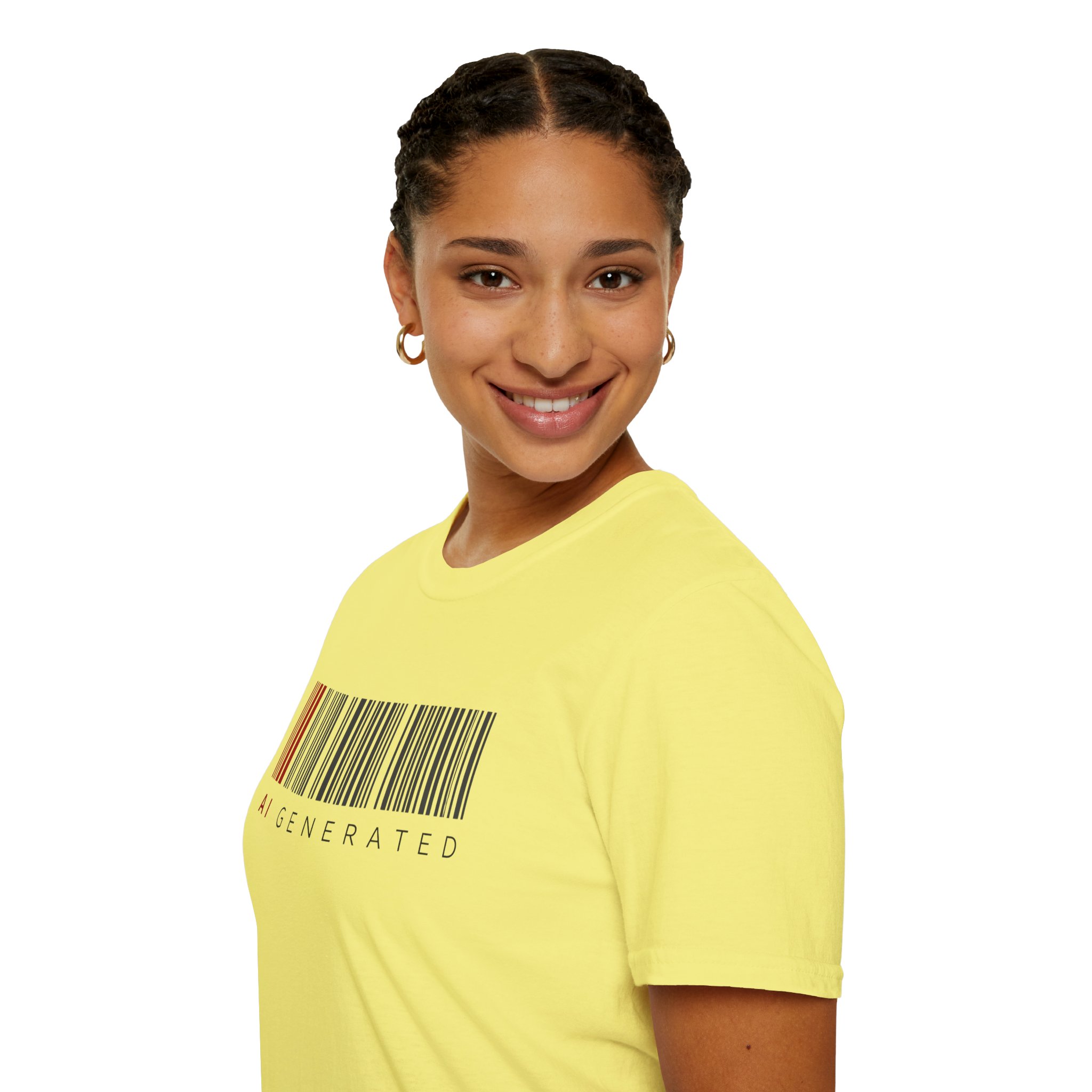 AI Generated Barcode Dark Minimalist Generative Art Graphic T-Shirt - Image 73