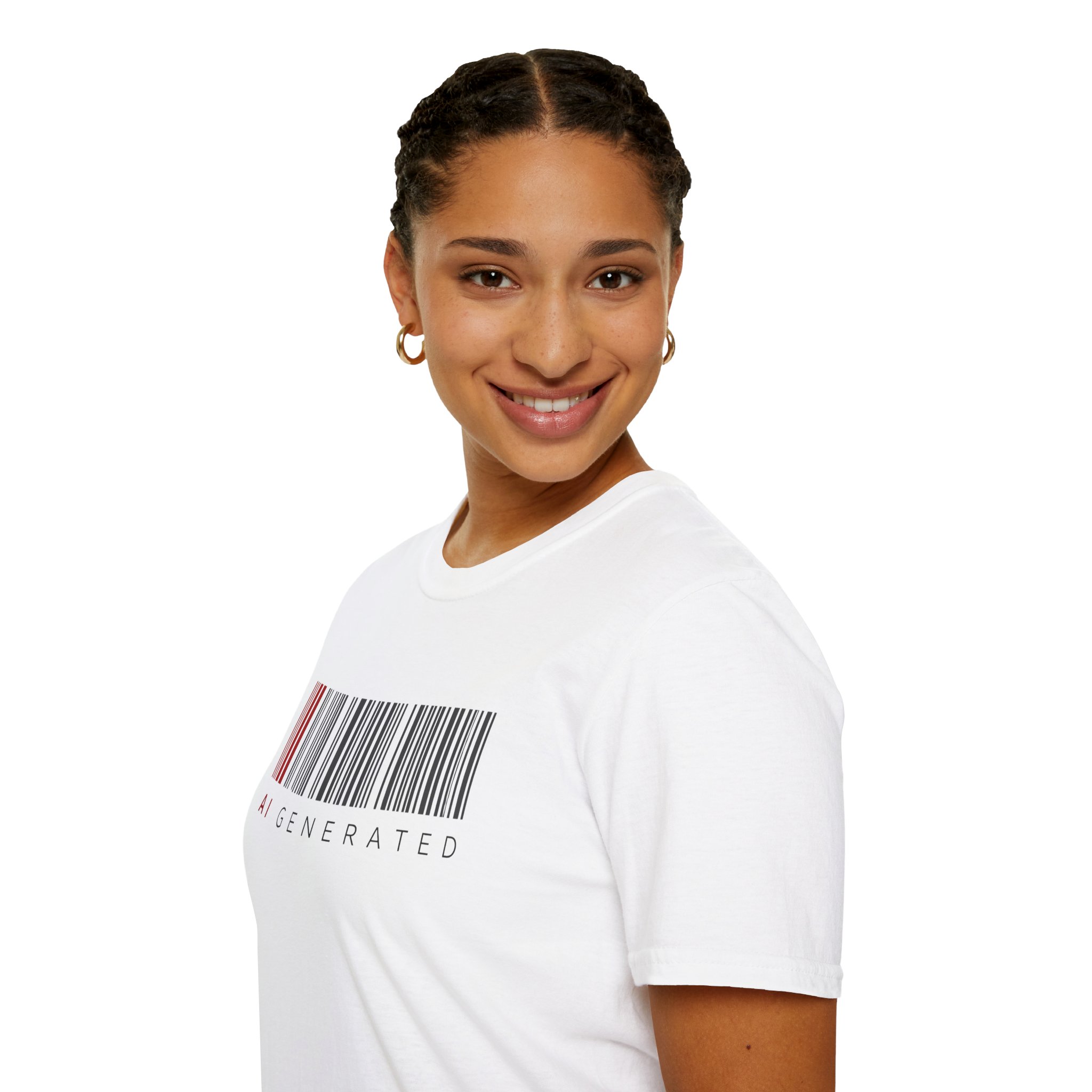 AI Generated Barcode Dark Minimalist Generative Art Graphic T-Shirt - Image 4