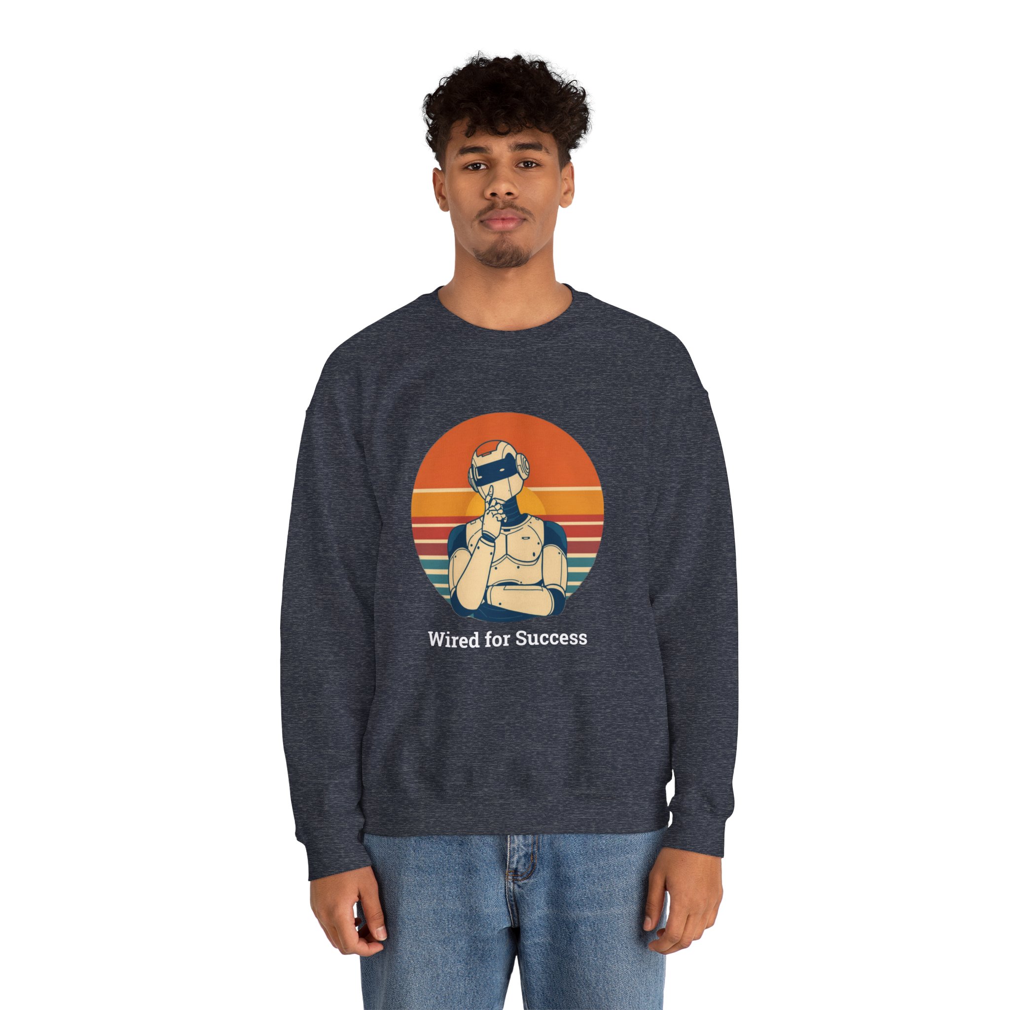 Wired for Success Retro Robot Thinker AI Tech Sweatshirt Gift - Image 48