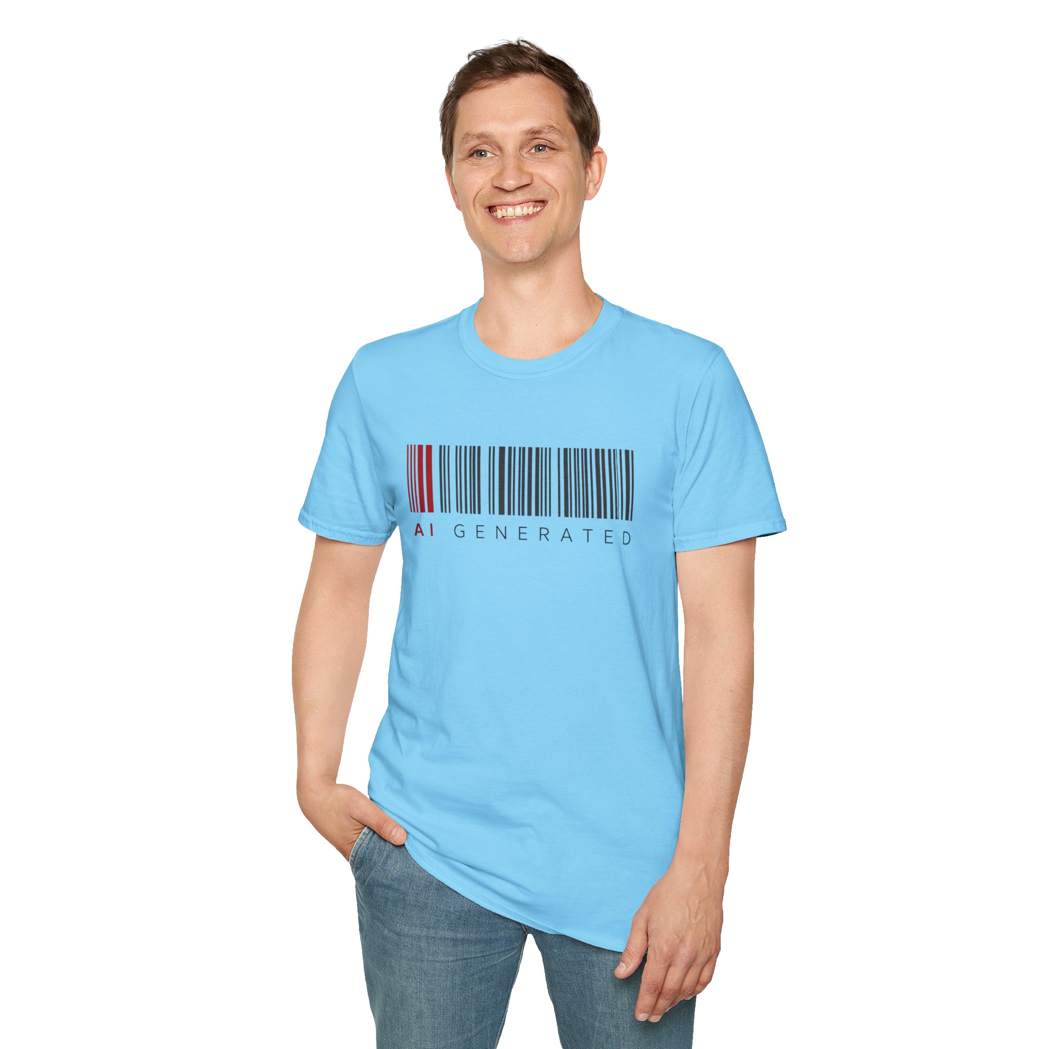 AI Generated Barcode Dark Minimalist Generative Art Graphic T-Shirt - Image 116