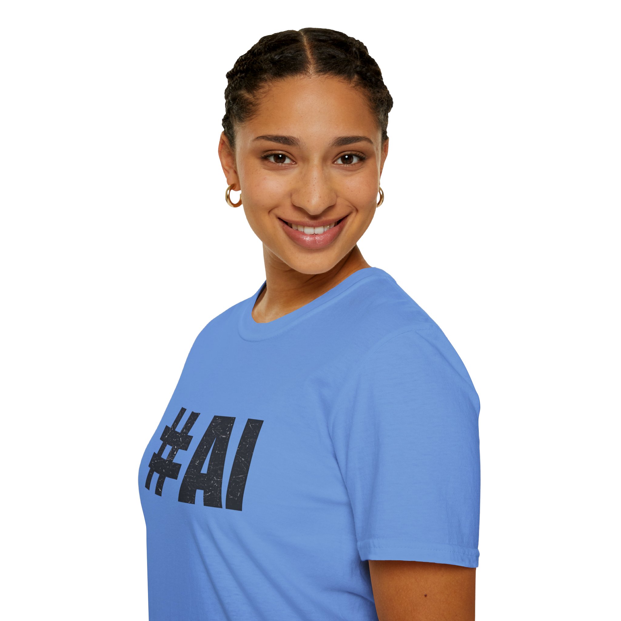 #AI Distressed Dark Minimalist Artificial Intelligence Graphic T-Shirt - Image 128