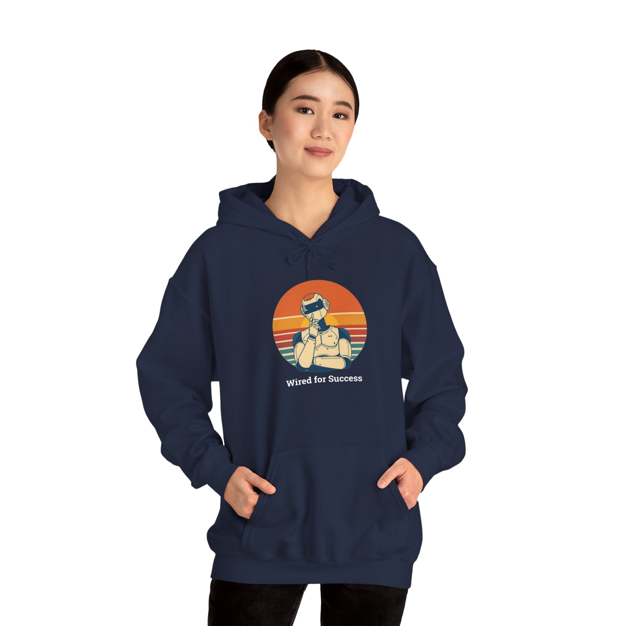 Wired for Success Retro Robot AI Hoodie Tech Gift Hooded Sweatshirt - Image 61