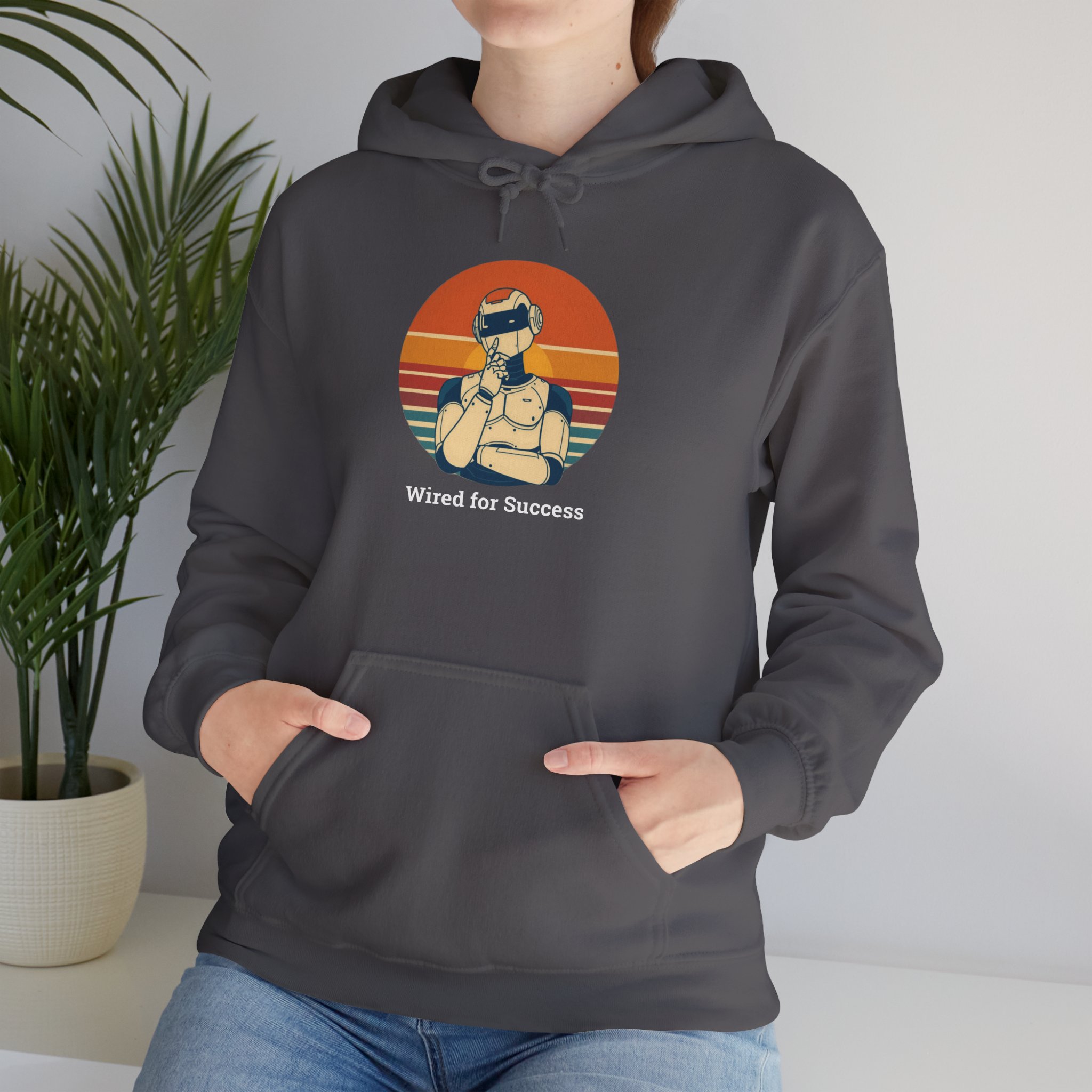 Wired for Success Retro Robot AI Hoodie Tech Gift Hooded Sweatshirt - Image 55