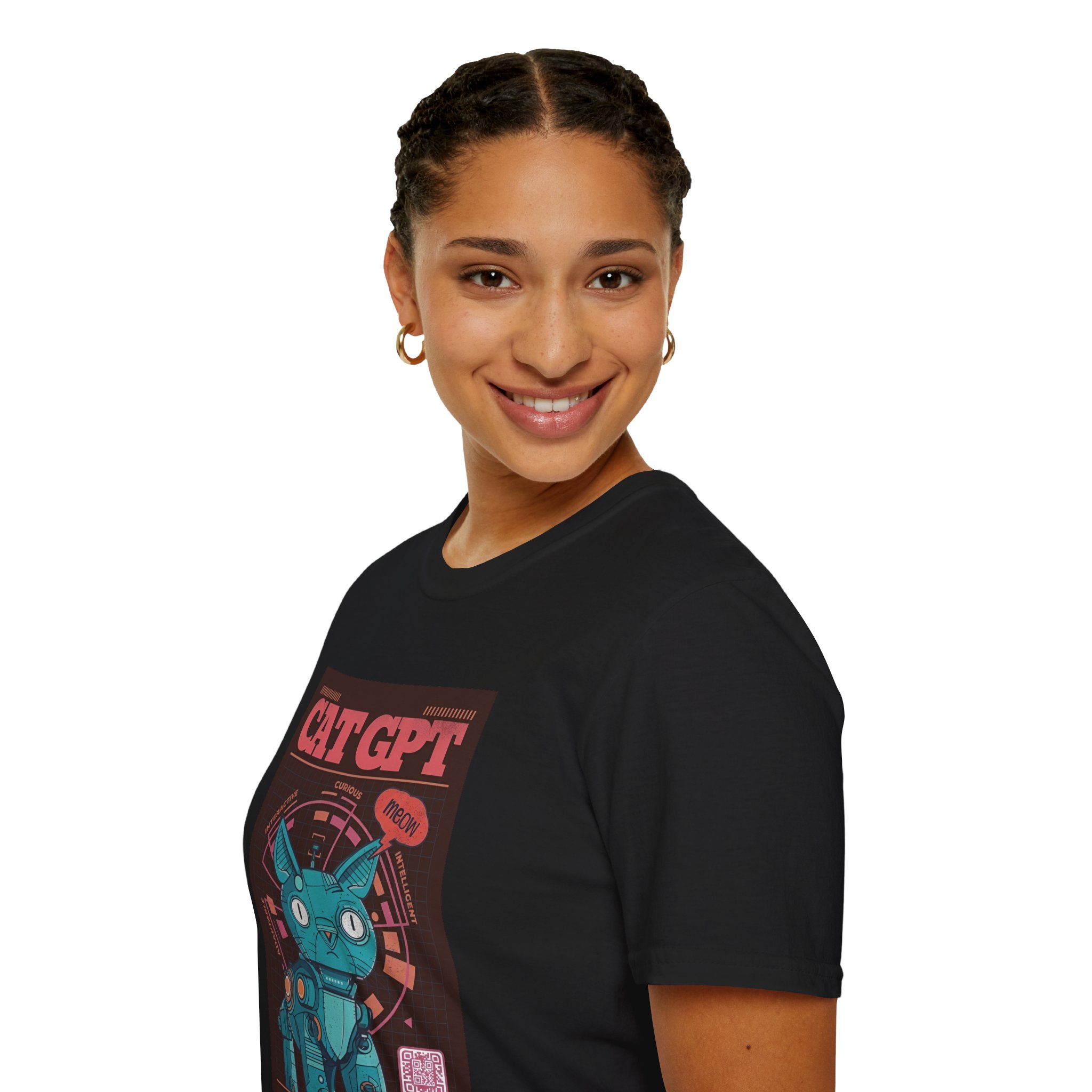 Robot Cat AI Tee | Funny Cyberpunk Cat Shirt for Tech Lovers - Image 50