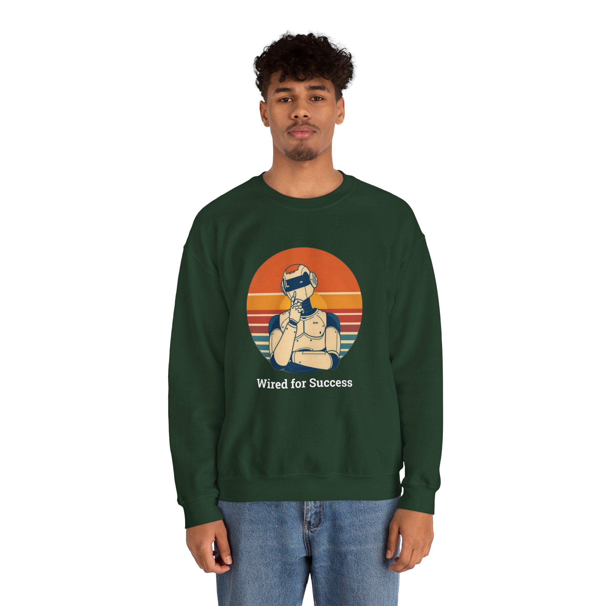 Wired for Success Retro Robot Thinker AI Tech Sweatshirt Gift - Image 30