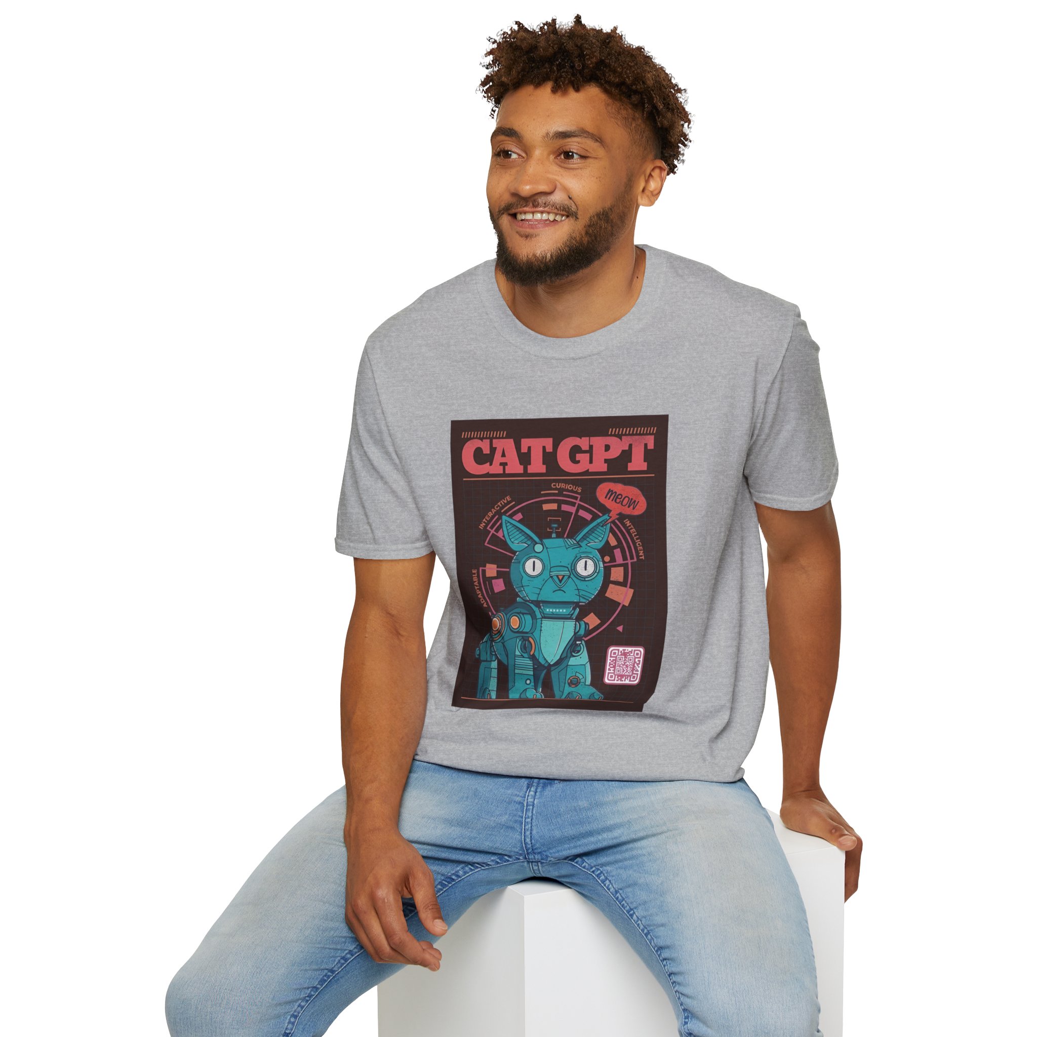 Robot Cat AI Tee | Funny Cyberpunk Cat Shirt for Tech Lovers - Image 44
