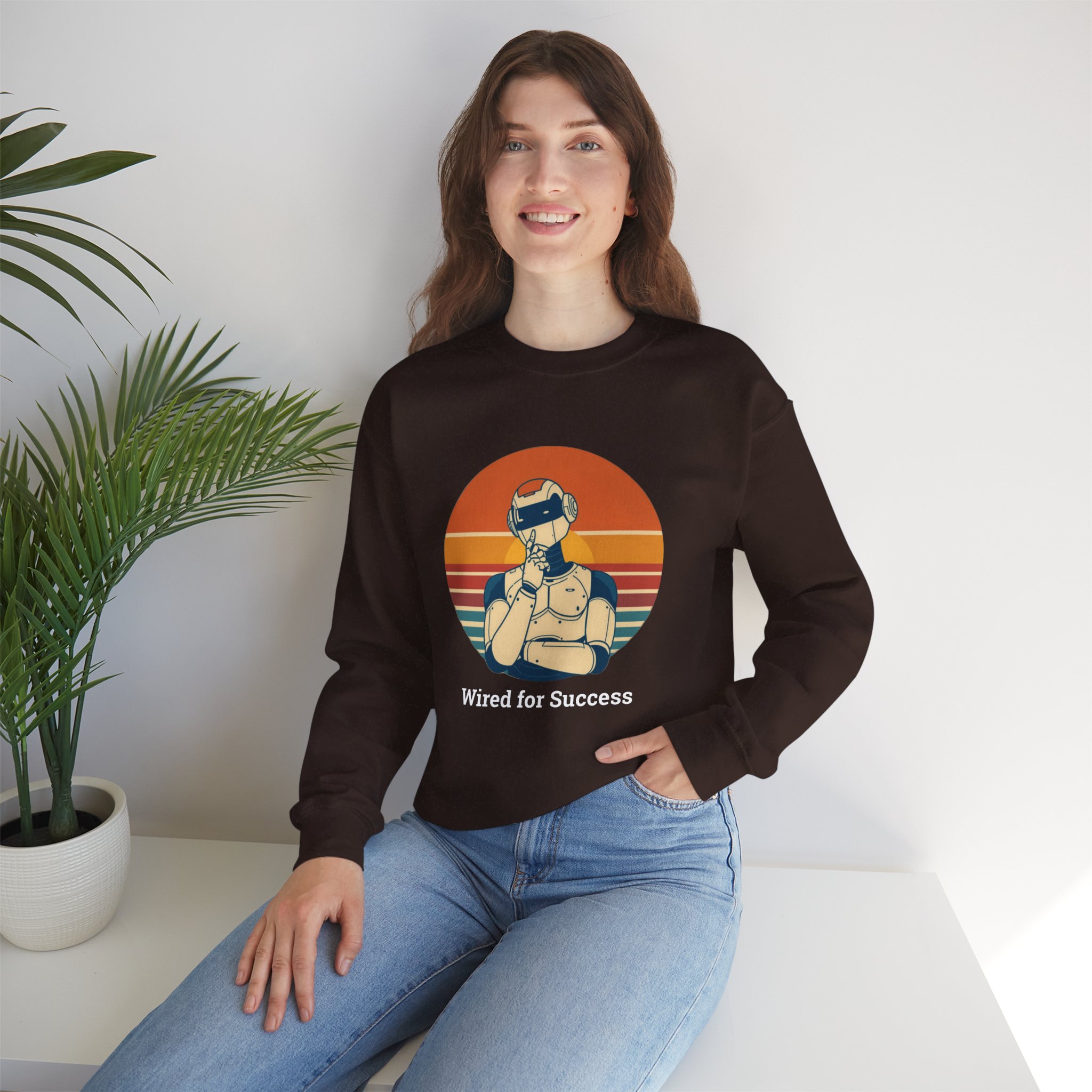 Wired for Success Retro Robot Thinker AI Tech Sweatshirt Gift - Image 22