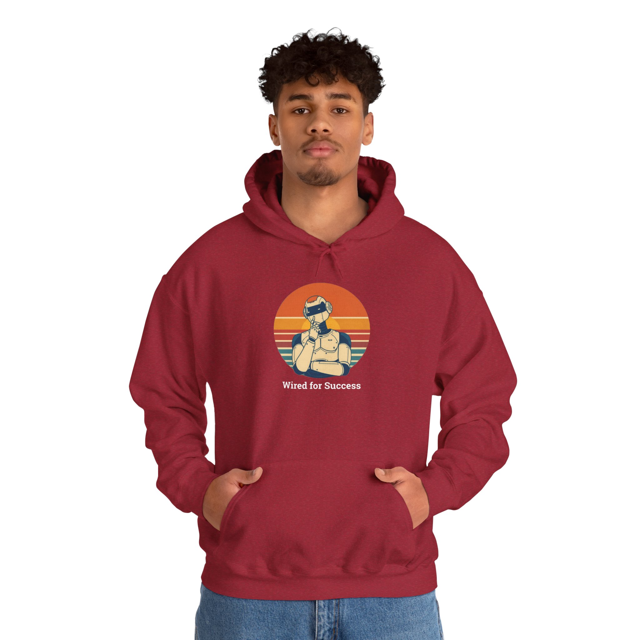 Wired for Success Retro Robot AI Hoodie Tech Gift Hooded Sweatshirt - Image 86
