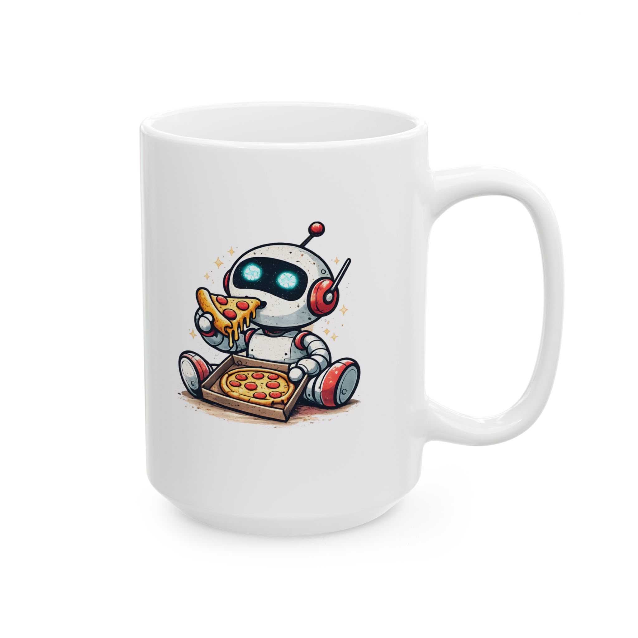 Cute Robot Eating Pizza — Funny AI Tech Lover's Coffee Mug (11oz, 15oz) - Image 11