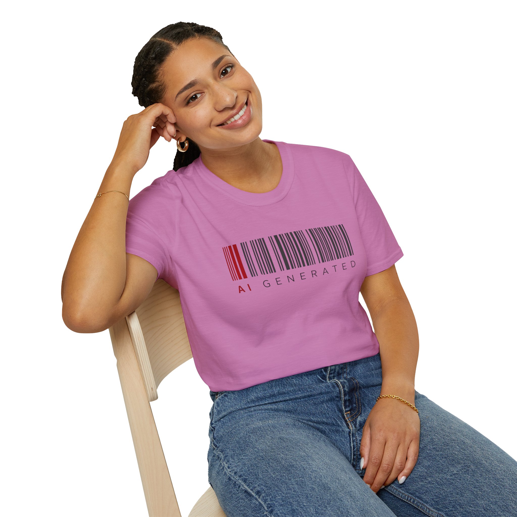 AI Generated Barcode Dark Minimalist Generative Art Graphic T-Shirt - Image 129