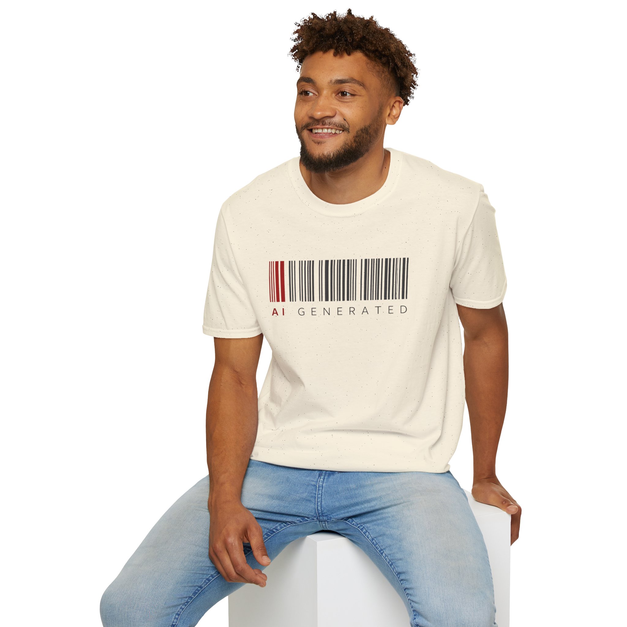 AI Generated Barcode Dark Minimalist Generative Art Graphic T-Shirt - Image 21
