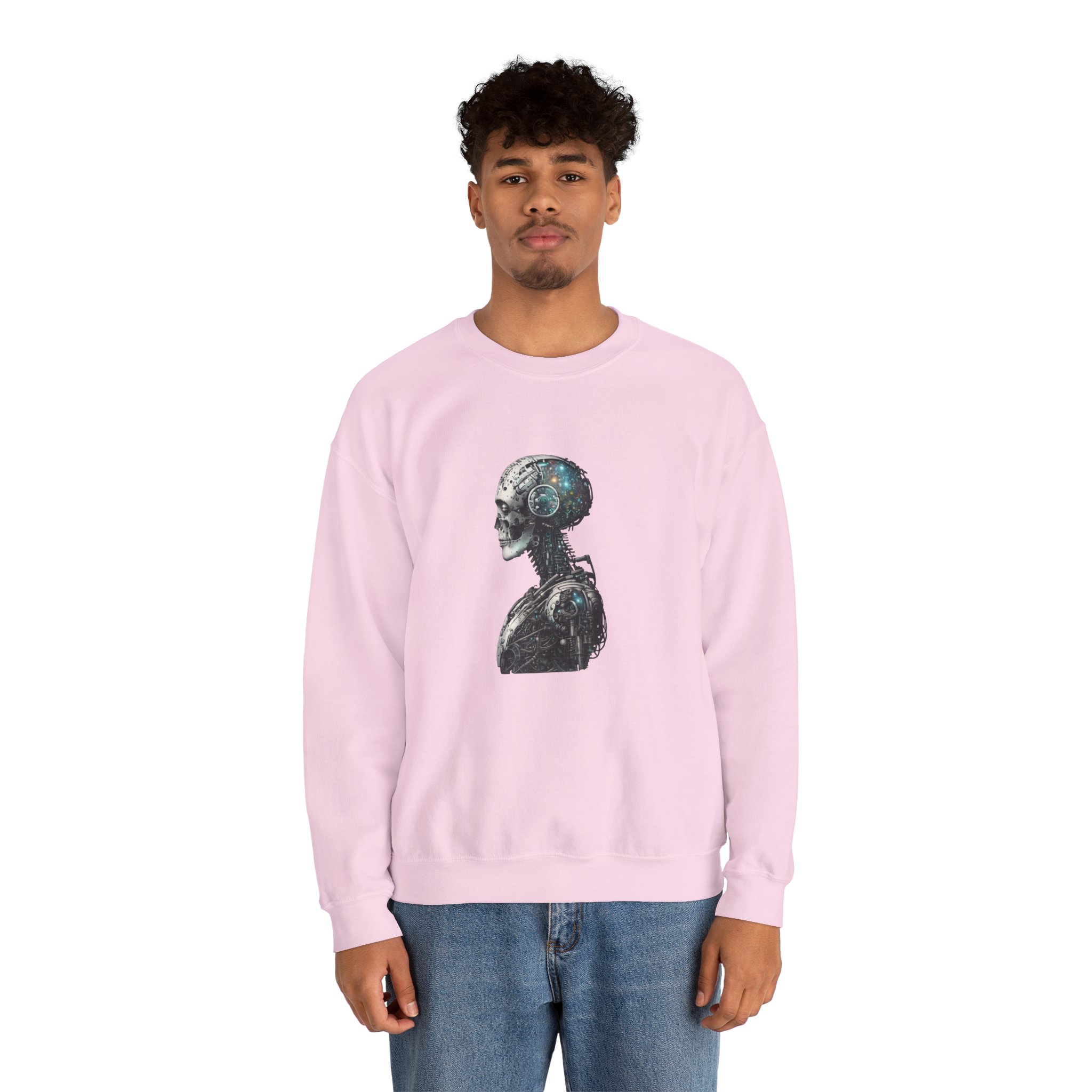 Cosmic Cyber Skull – Dark Cyberpunk Biomechanical Crewneck Sweatshirt - Image 122