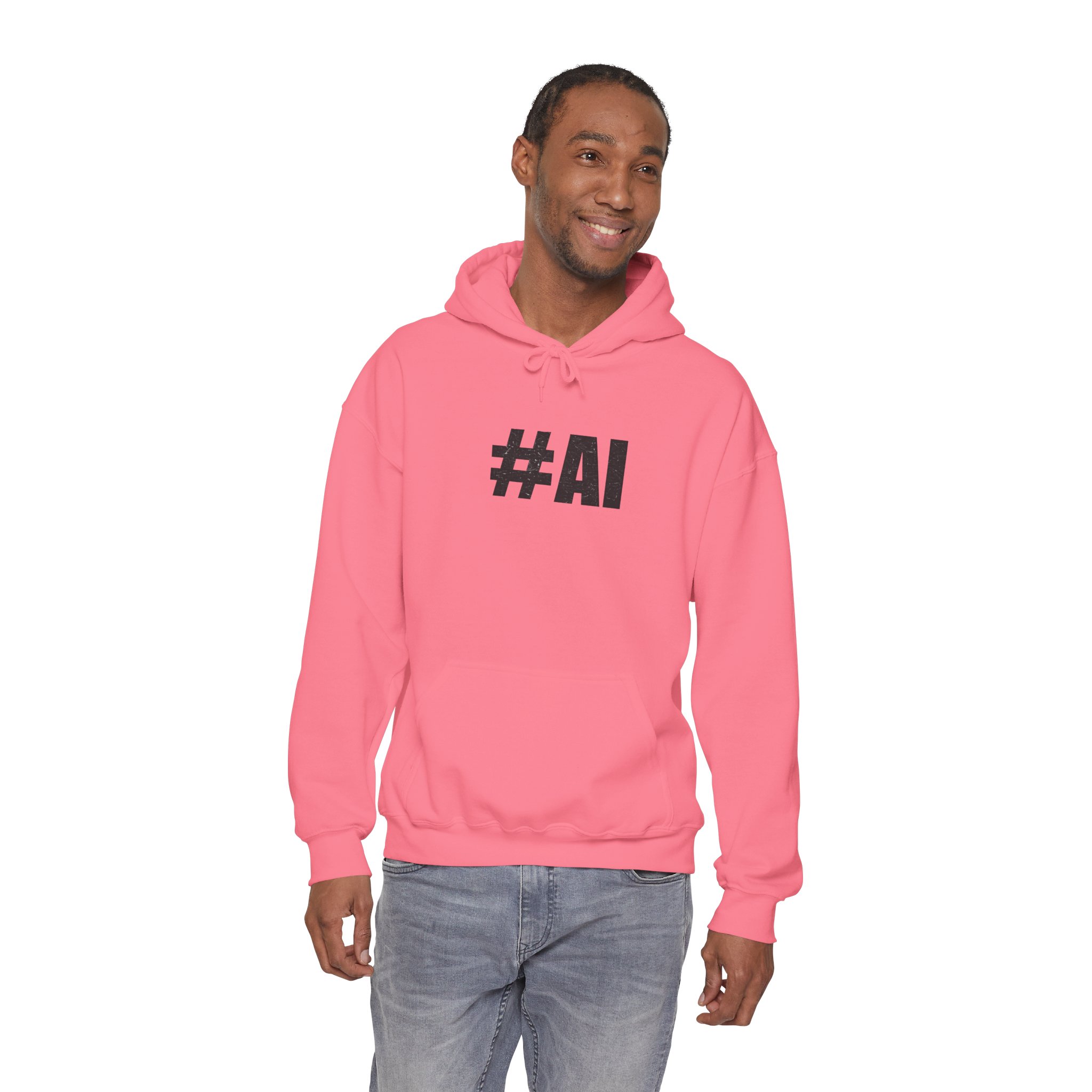 #AI Distressed Dark Minimalist Artificial Intelligence Pullover Hoodie - Image 130