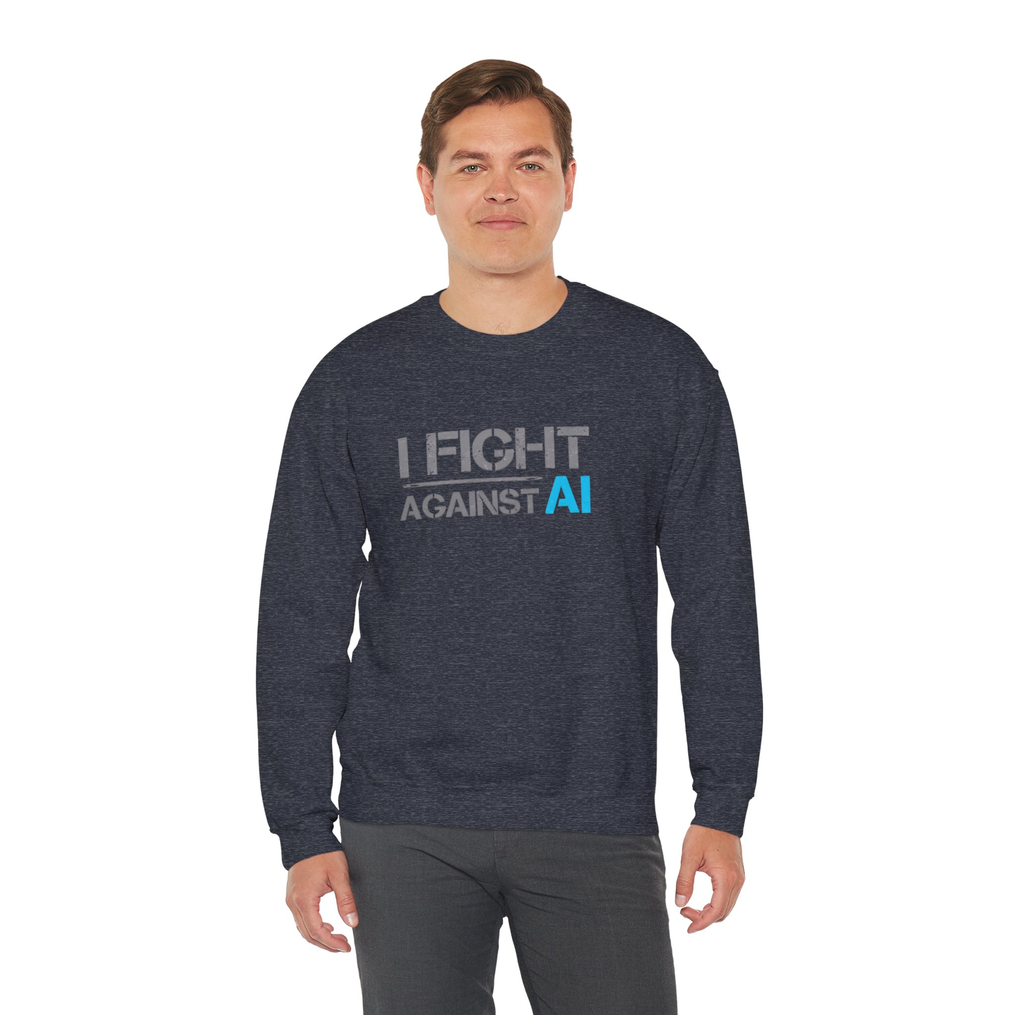 I Fight Against AI – Human Creativity Resistance Crewneck Sweatshirt - Image 51