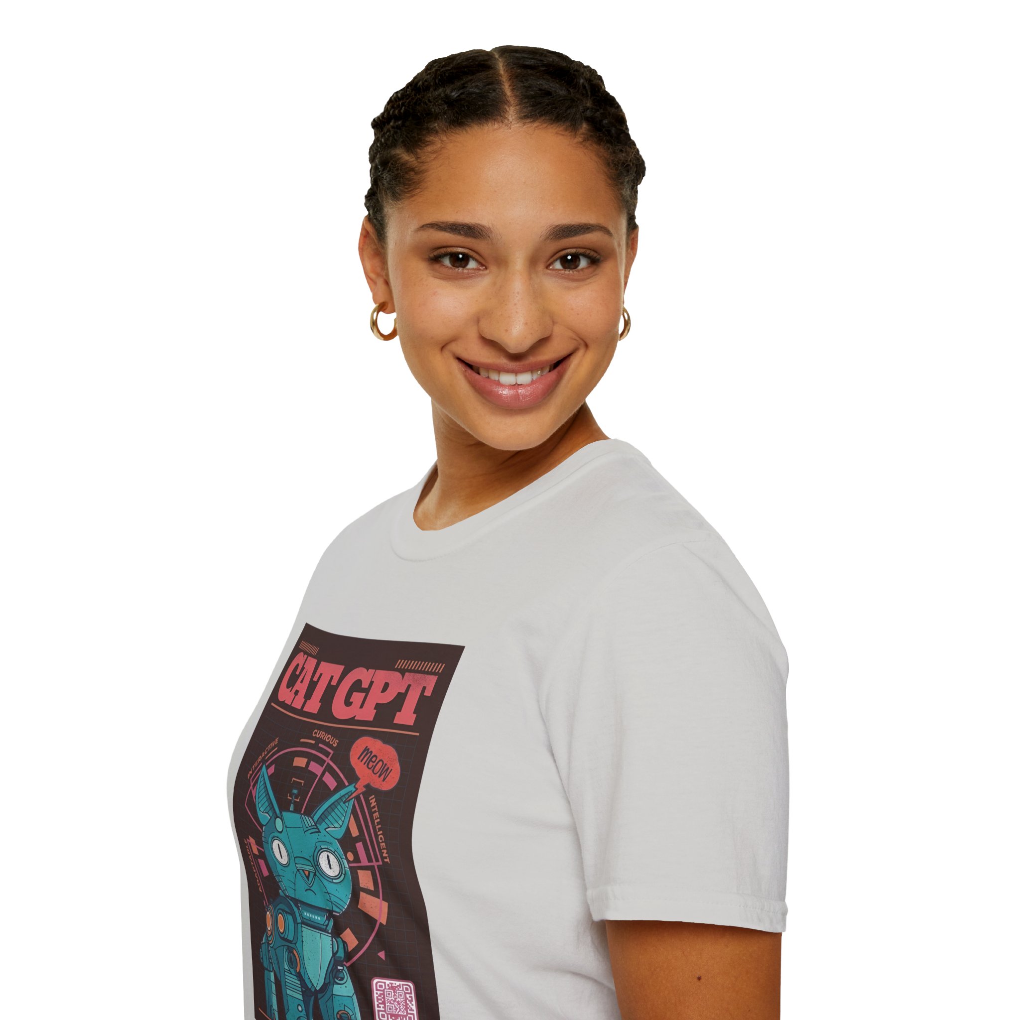 Robot Cat AI Tee | Funny Cyberpunk Cat Shirt for Tech Lovers - Image 86