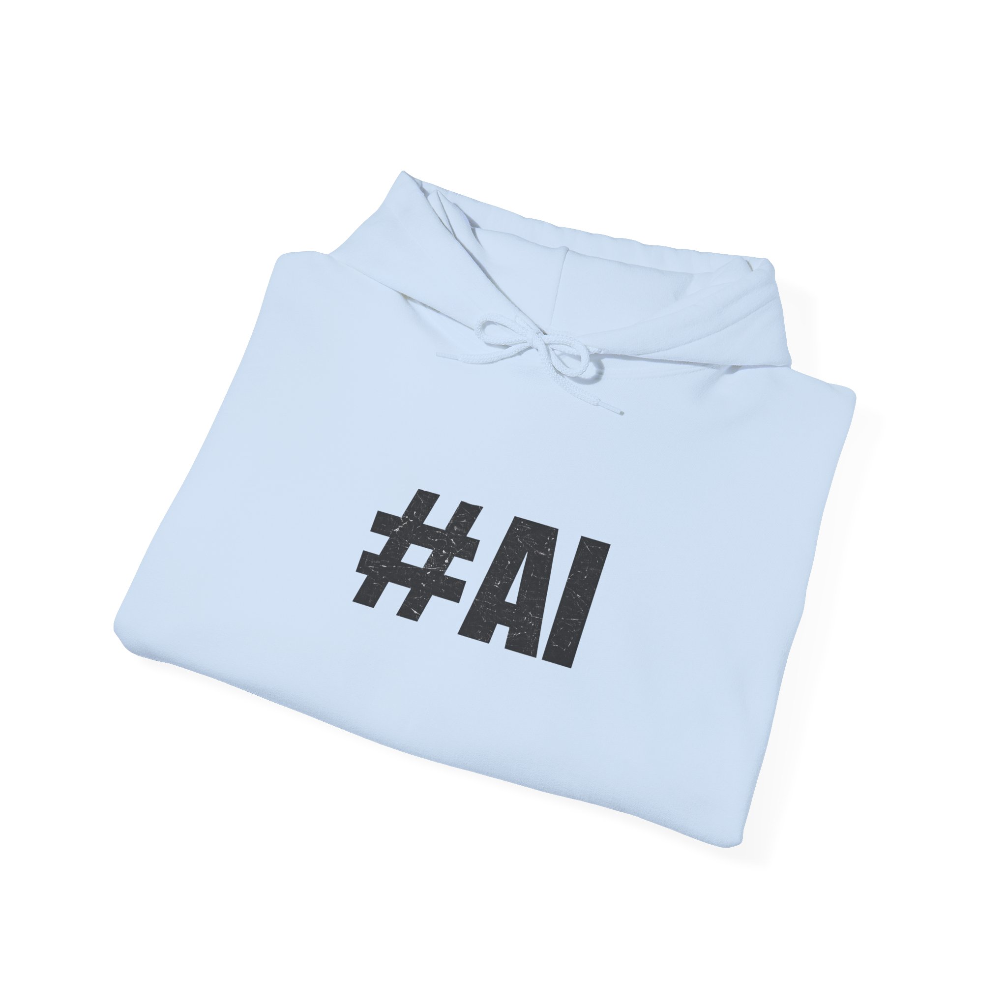 #AI Distressed Dark Minimalist Artificial Intelligence Pullover Hoodie - Image 64