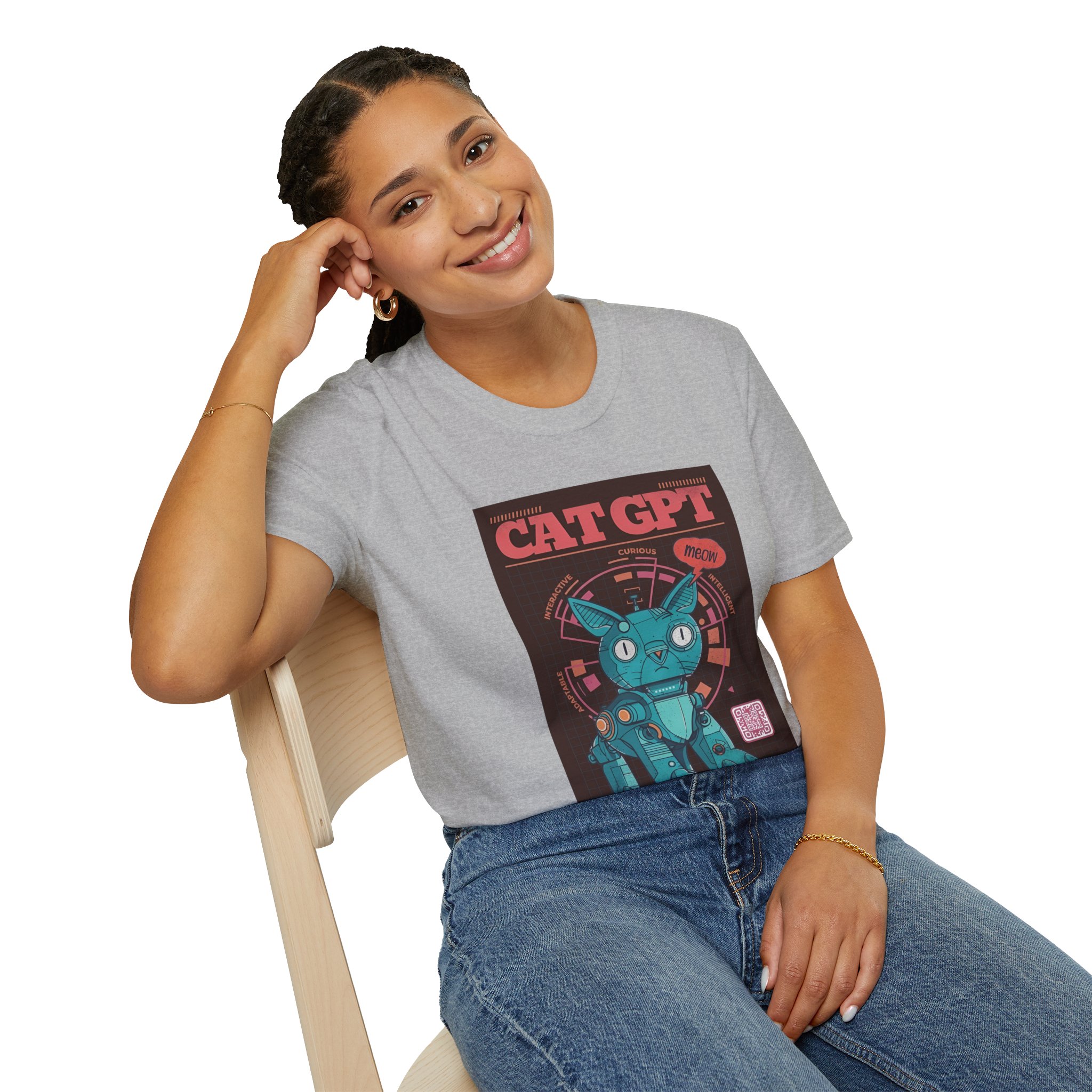Robot Cat AI Tee | Funny Cyberpunk Cat Shirt for Tech Lovers - Image 42