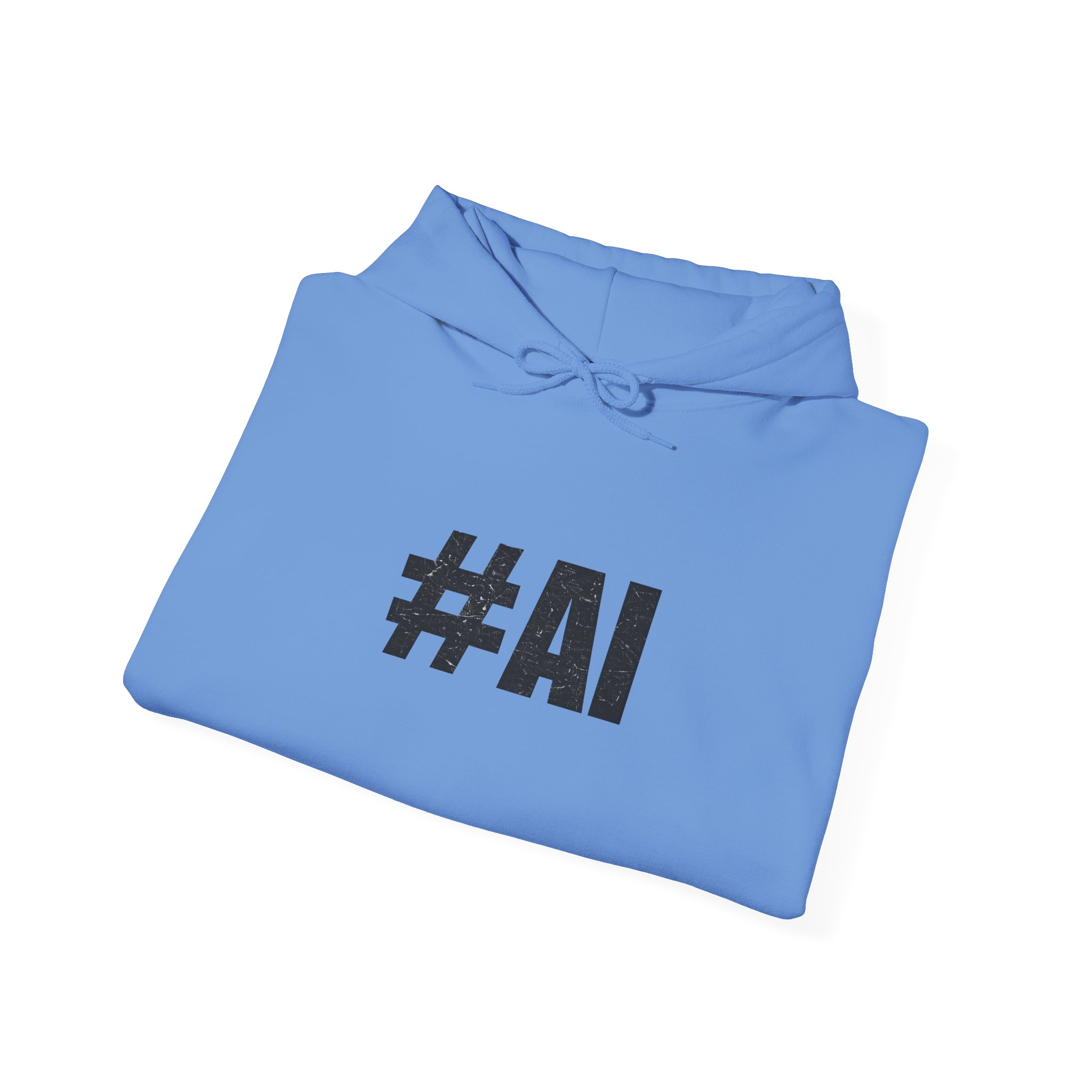 #AI Distressed Dark Minimalist Artificial Intelligence Pullover Hoodie - Image 76
