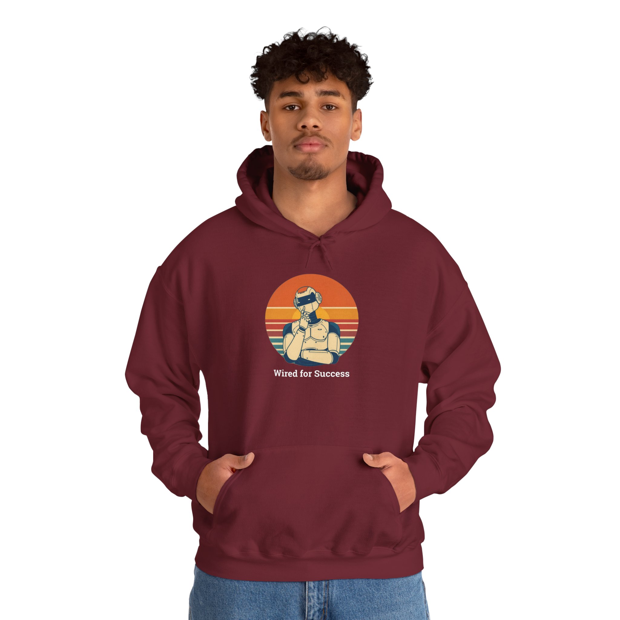 Wired for Success Retro Robot AI Hoodie Tech Gift Hooded Sweatshirt - Image 94