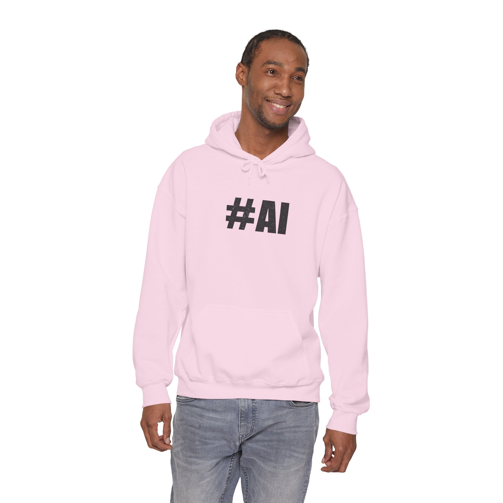 #AI Distressed Dark Minimalist Artificial Intelligence Pullover Hoodie - Image 106