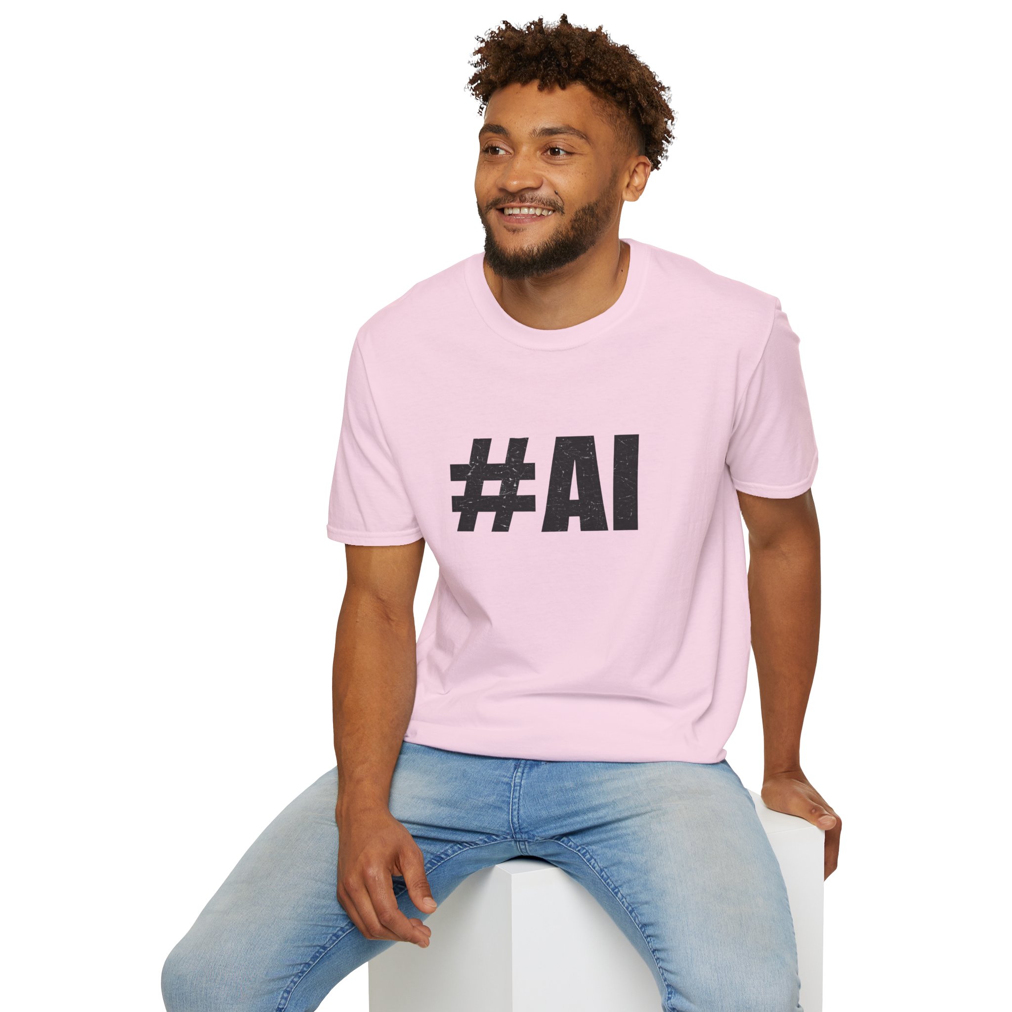 #AI Distressed Dark Minimalist Artificial Intelligence Graphic T-Shirt - Image 153