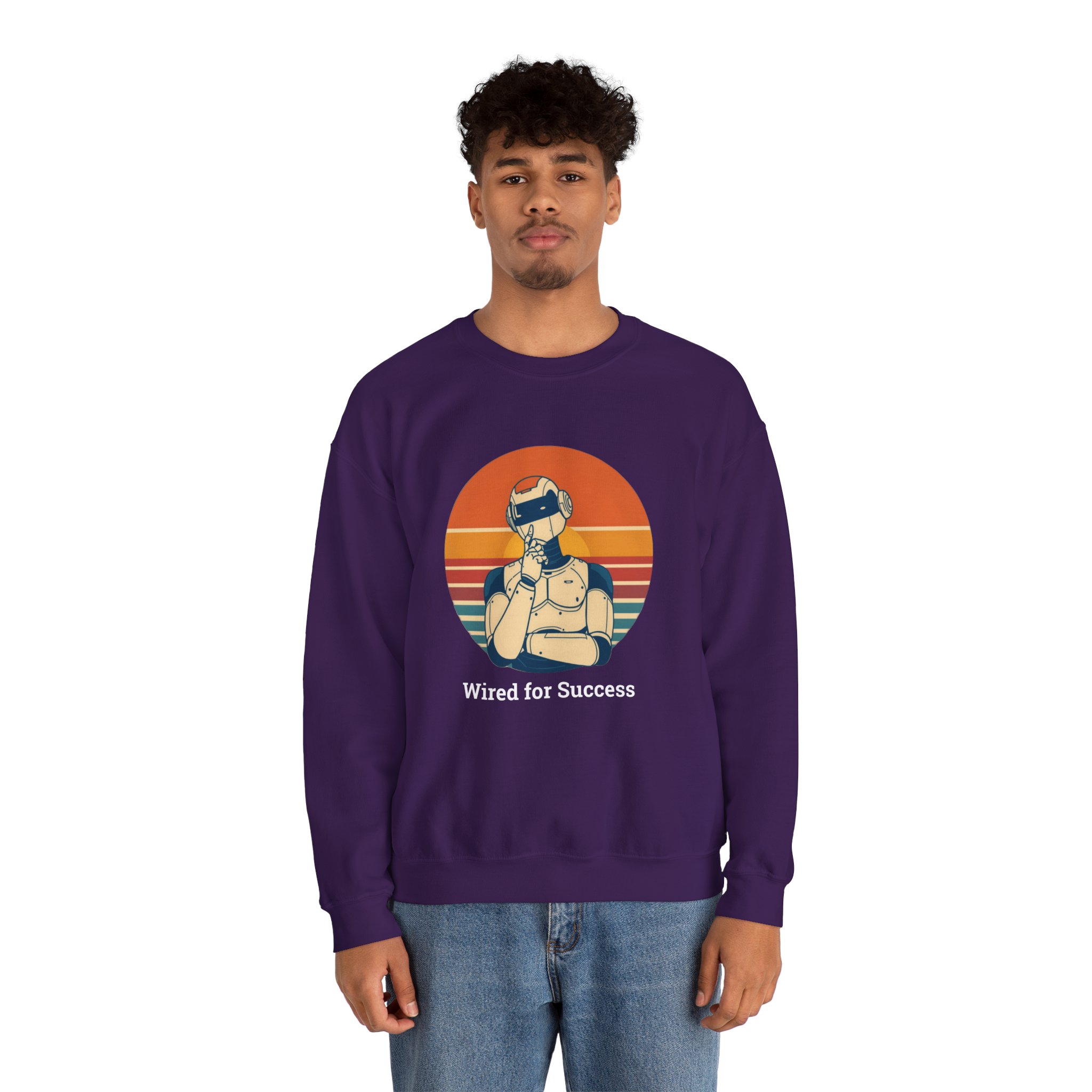 Wired for Success Retro Robot Thinker AI Tech Sweatshirt Gift - Image 66
