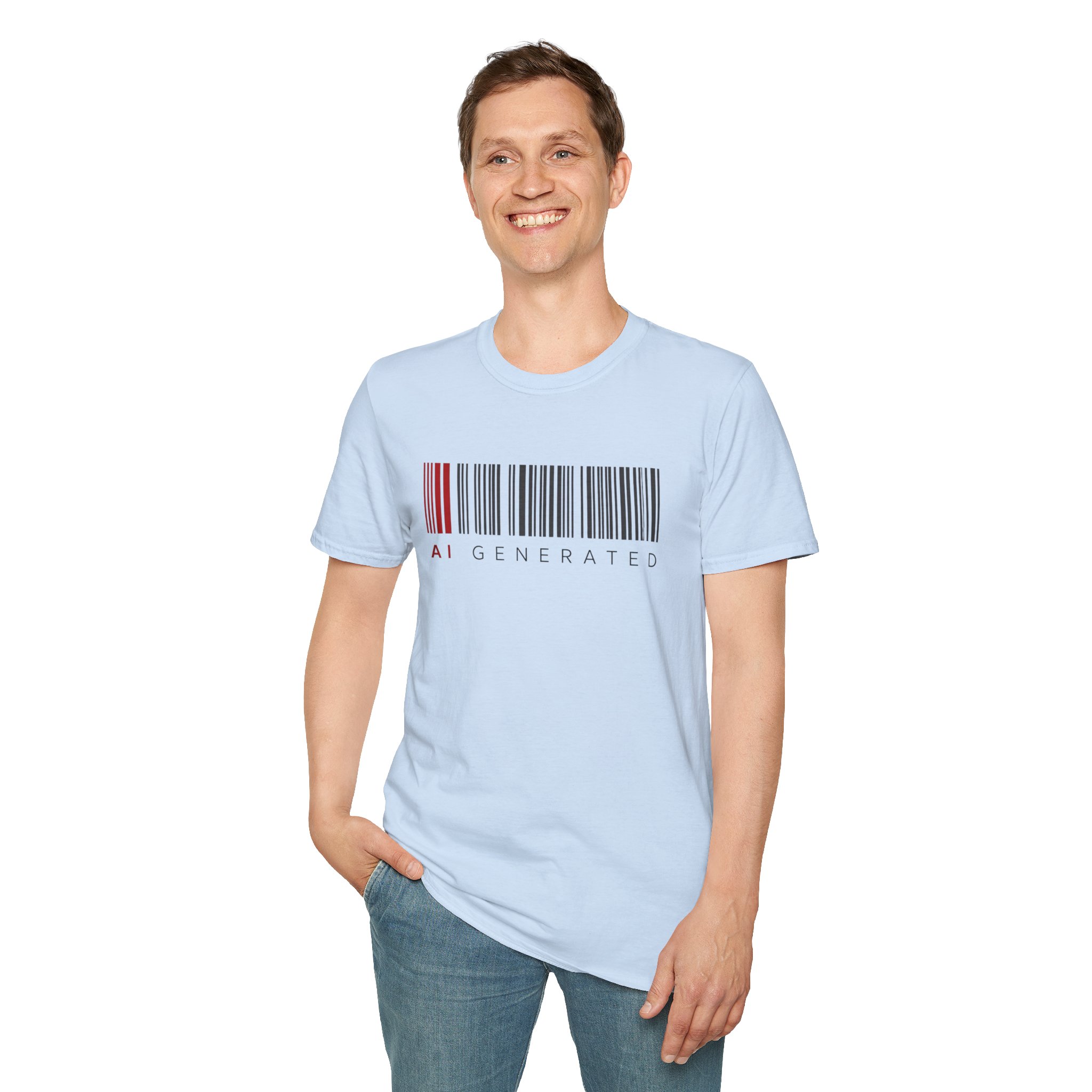 AI Generated Barcode Dark Minimalist Generative Art Graphic T-Shirt - Image 83