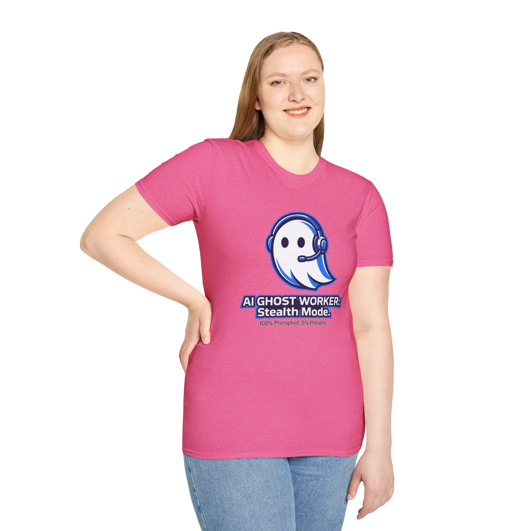 AI Ghost Worker Stealth Mode – 100% Prompted 0% Present Funny T-Shirt - Image 104