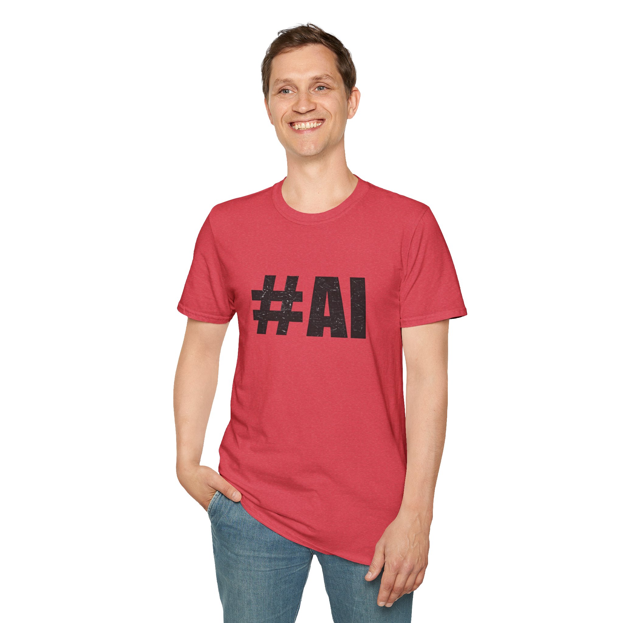 #AI Distressed Dark Minimalist Artificial Intelligence Graphic T-Shirt - Image 171