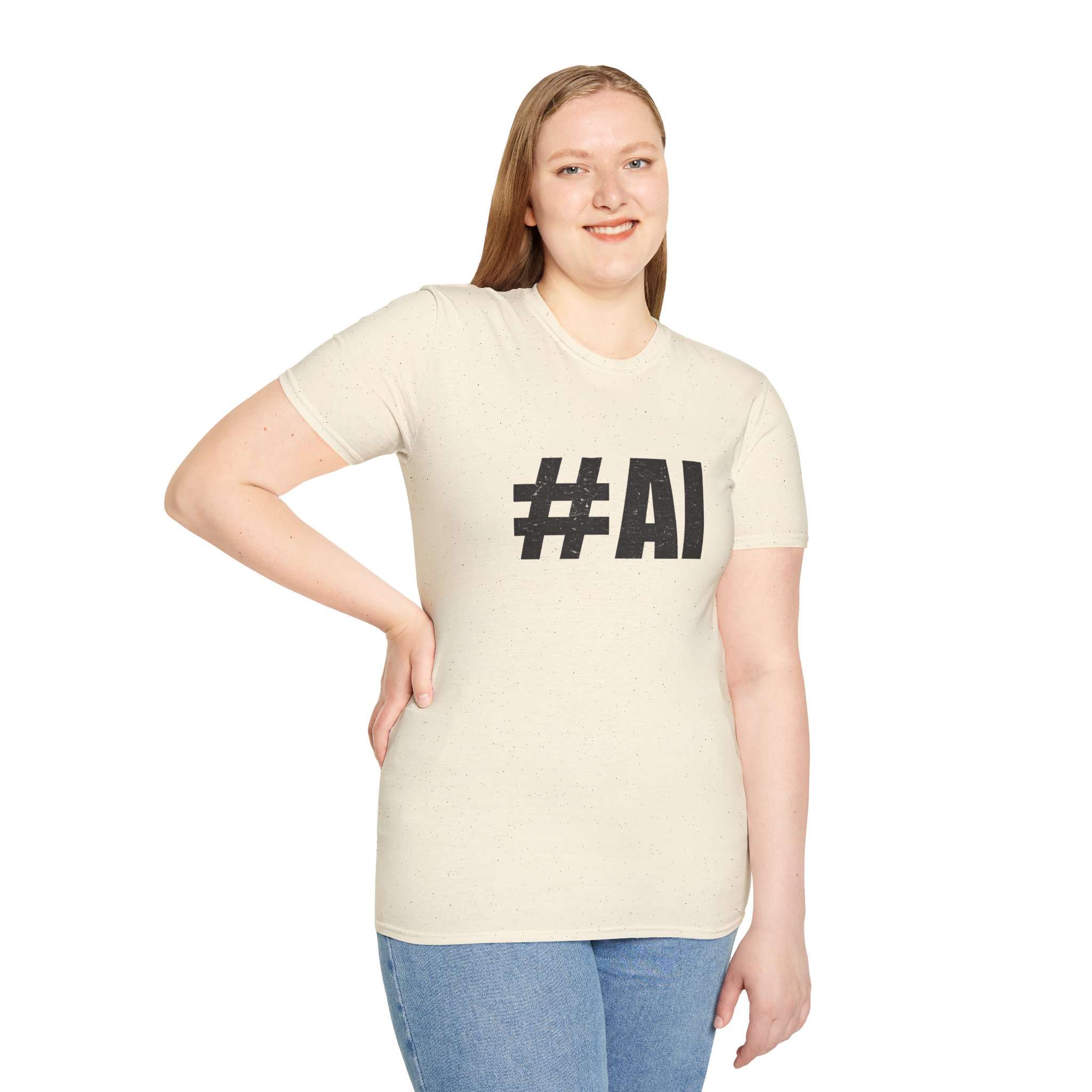 #AI Distressed Dark Minimalist Artificial Intelligence Graphic T-Shirt - Image 49