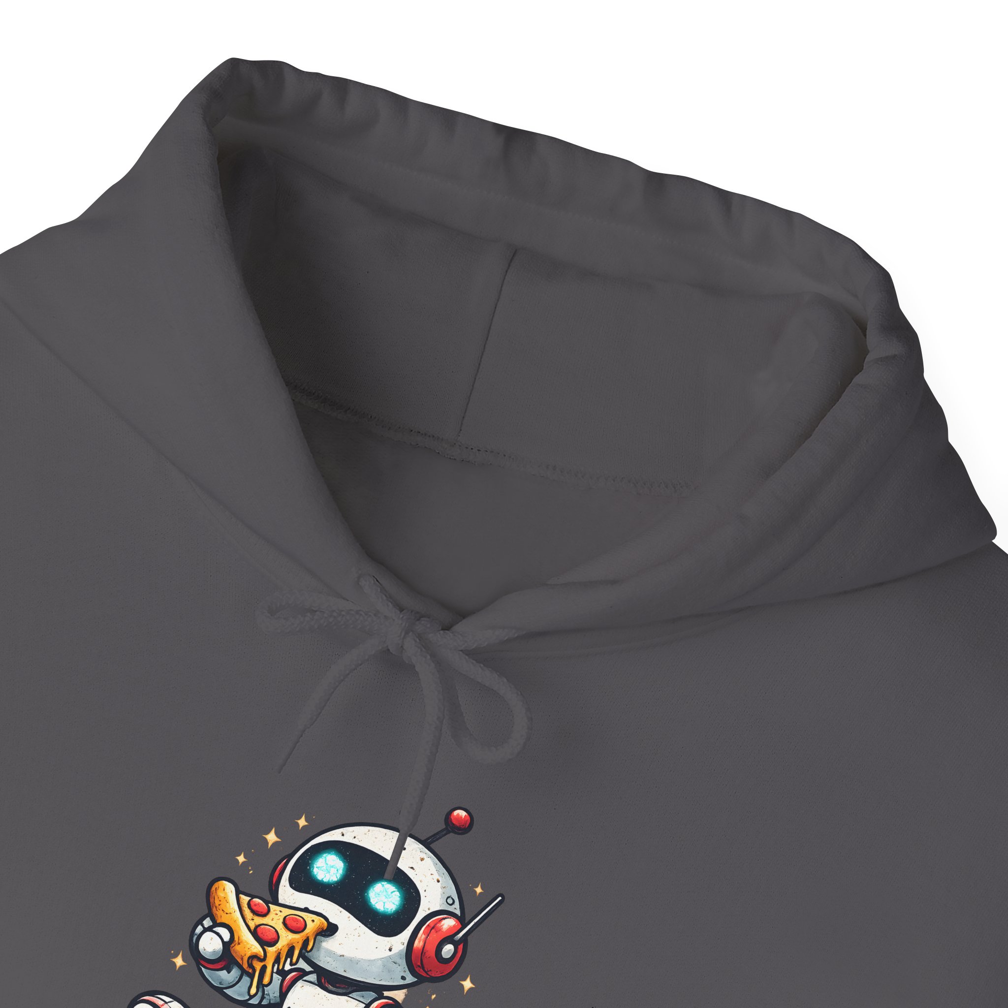 Robot Eating Pizza – Cute AI Tech Humor Graphic Pullover Hoodie - Image 101