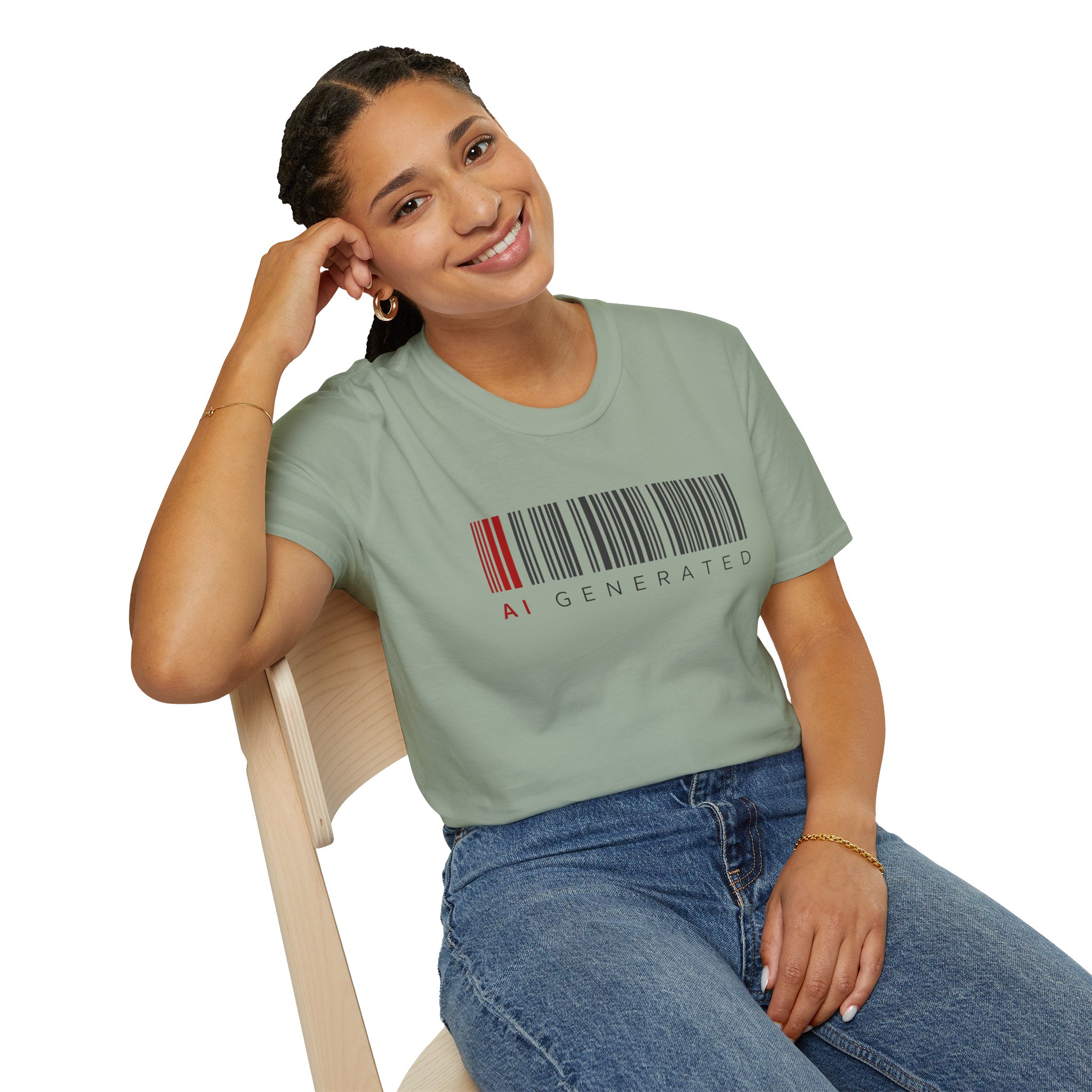 AI Generated Barcode Dark Minimalist Generative Art Graphic T-Shirt - Image 173