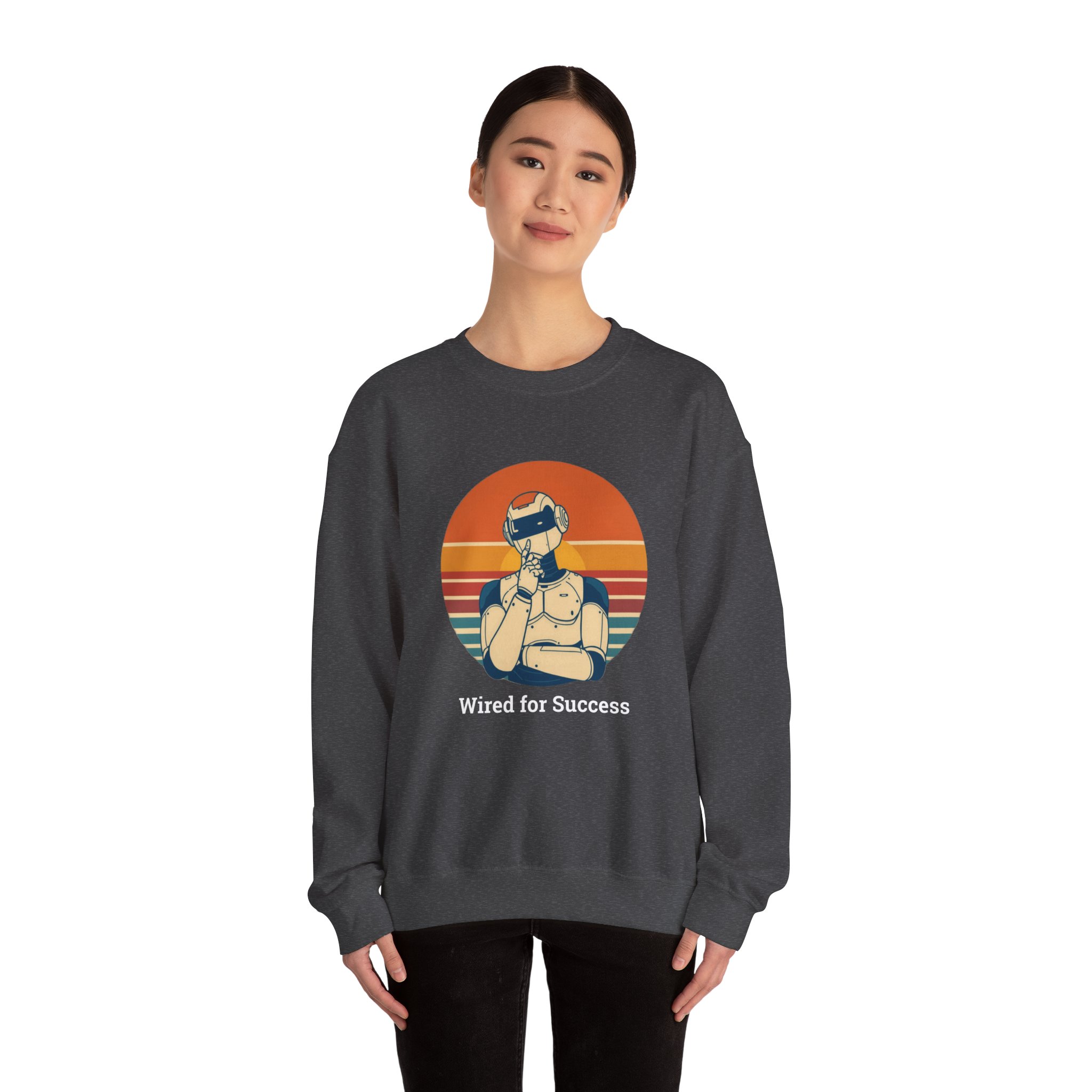 Wired for Success Retro Robot Thinker AI Tech Sweatshirt Gift - Image 39