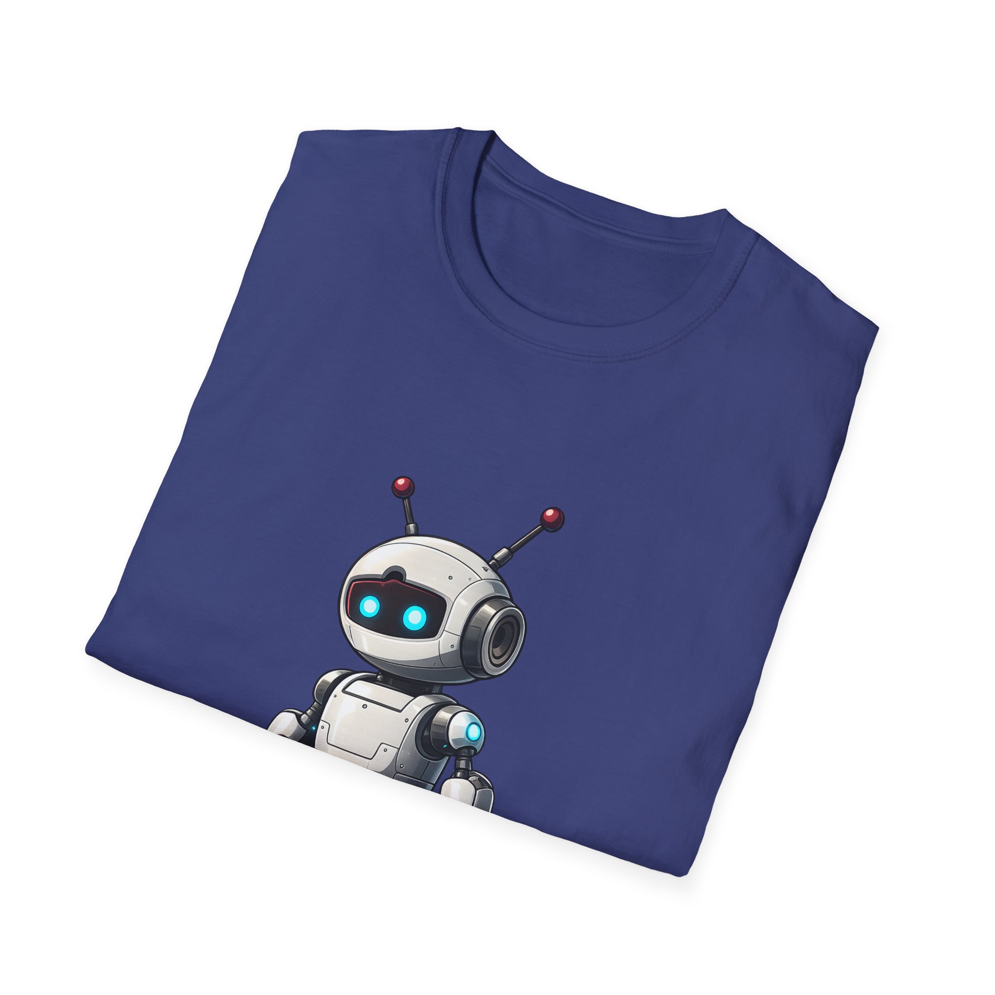 Cute Robot Glowing Eyes – Funny AI Tech Mascot Graphic T-Shirt - Image 103