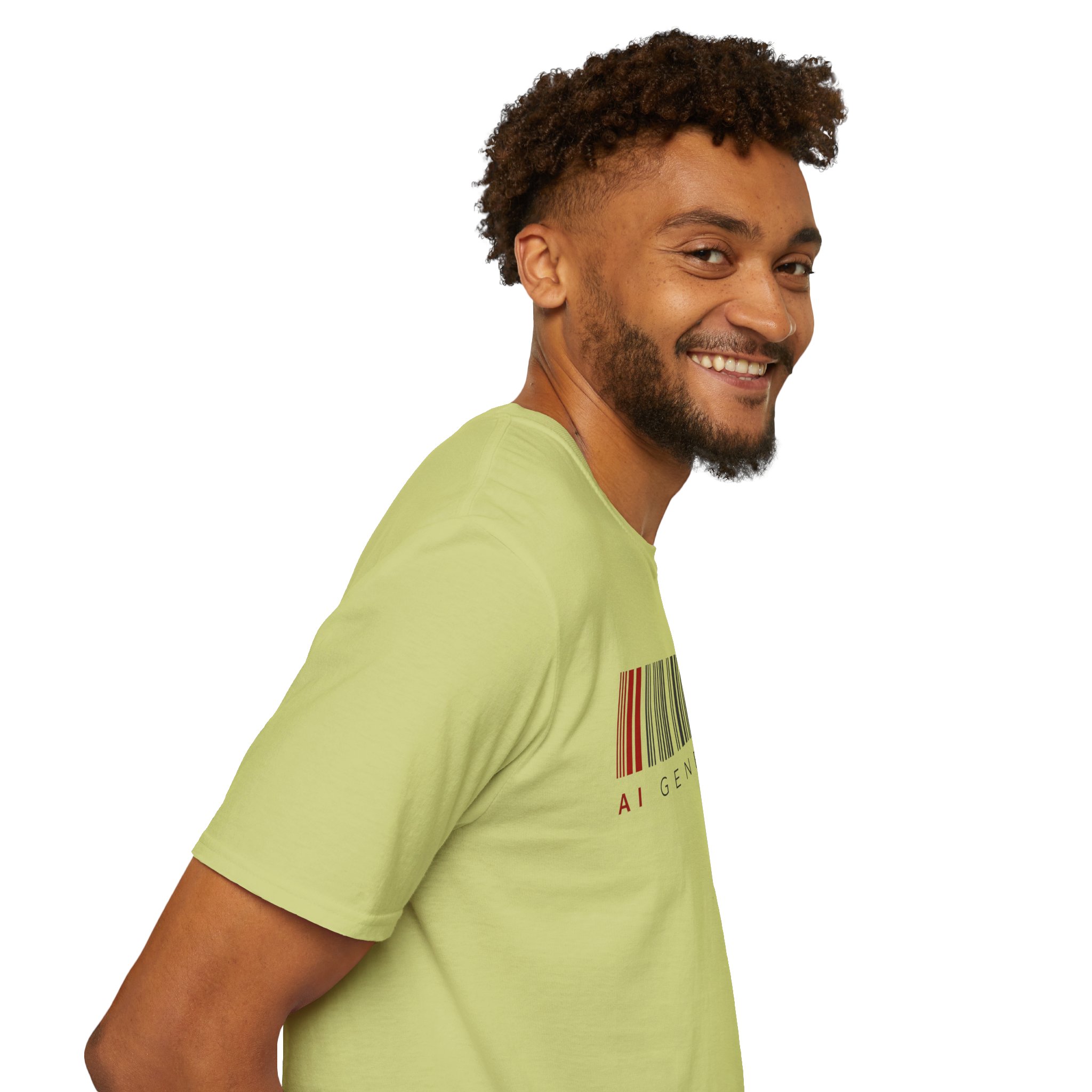 AI Generated Barcode Dark Minimalist Generative Art Graphic T-Shirt - Image 163