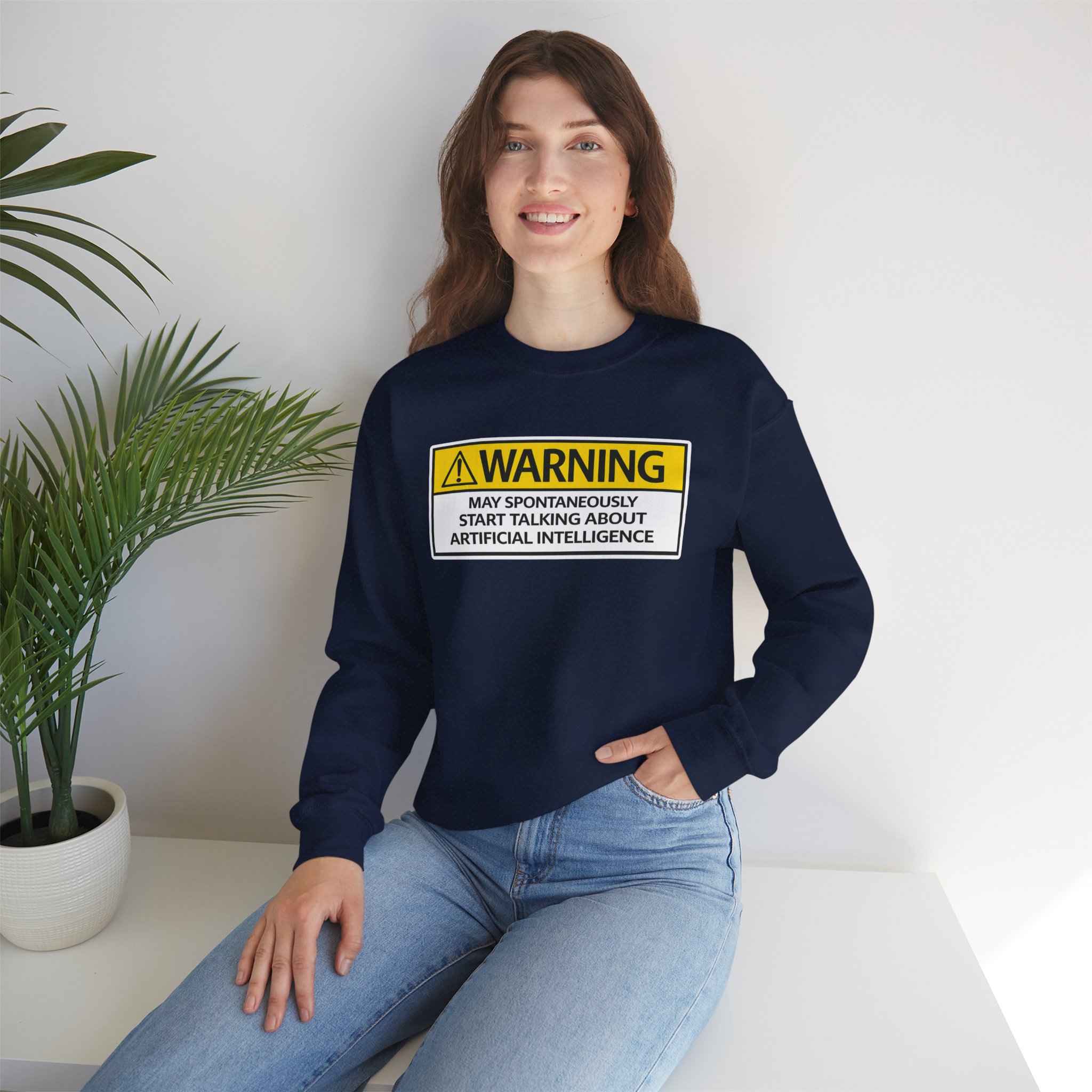 Warning May Talk About AI Sweatshirt | Funny Artificial Intelligence Hoodie - Image 83