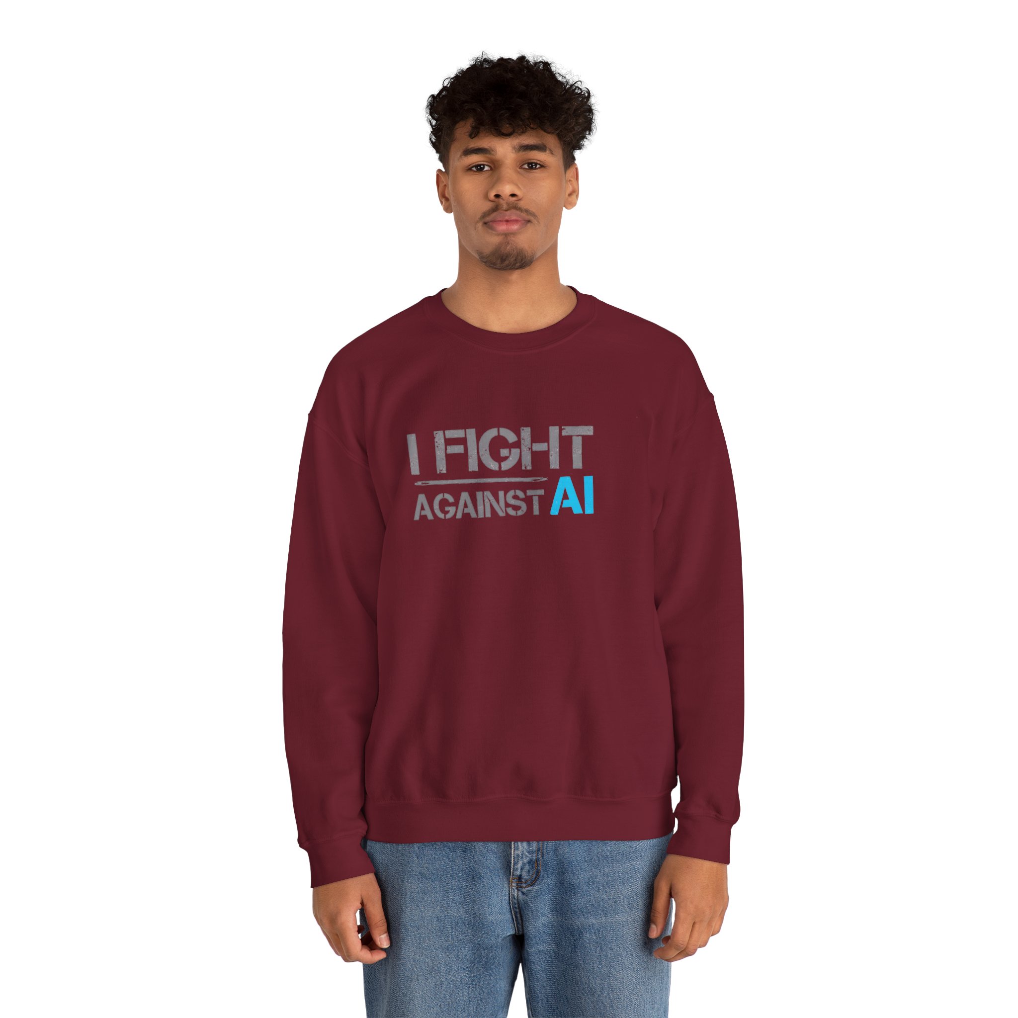 I Fight Against AI – Human Creativity Resistance Crewneck Sweatshirt - Image 86
