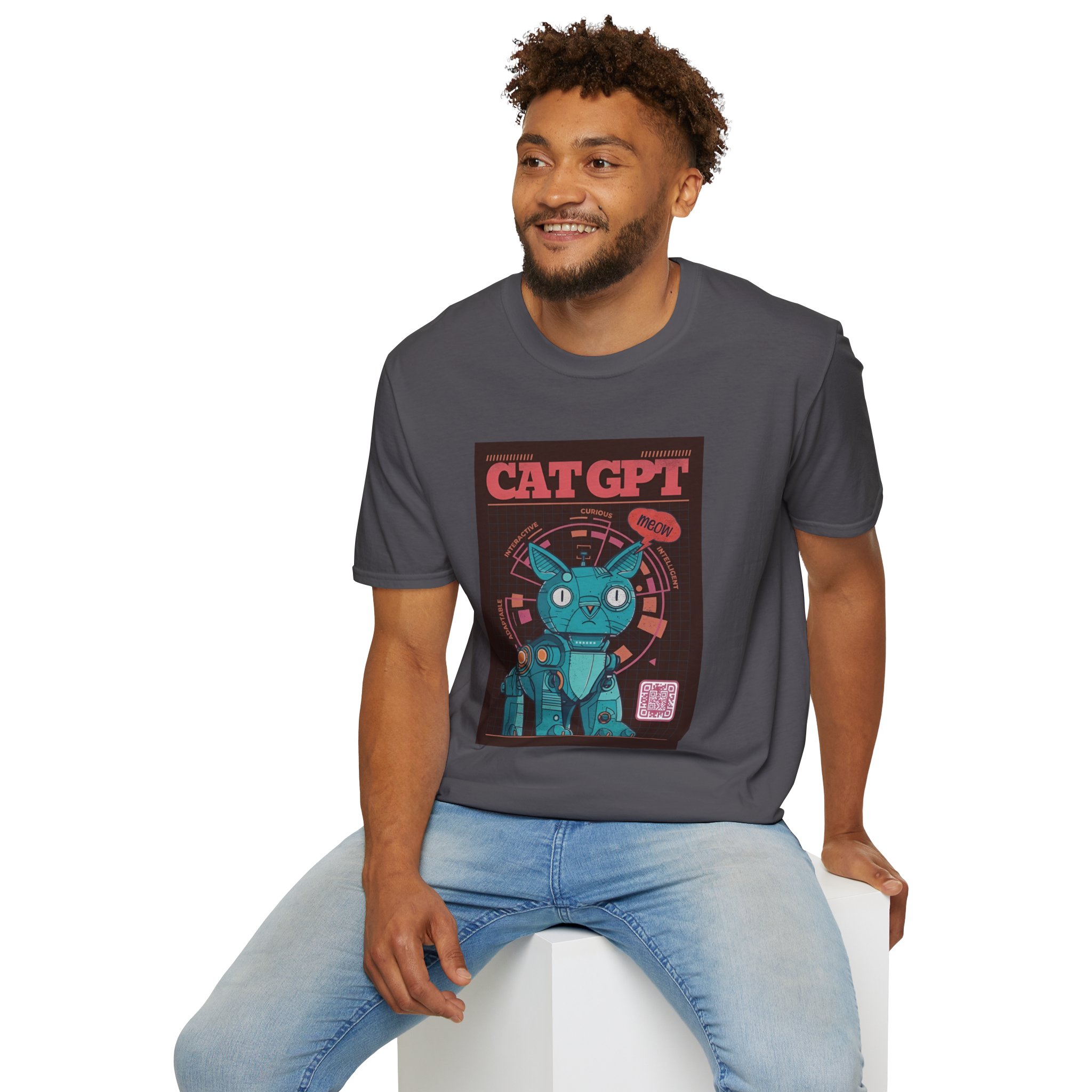 Robot Cat AI Tee | Funny Cyberpunk Cat Shirt for Tech Lovers - Image 26